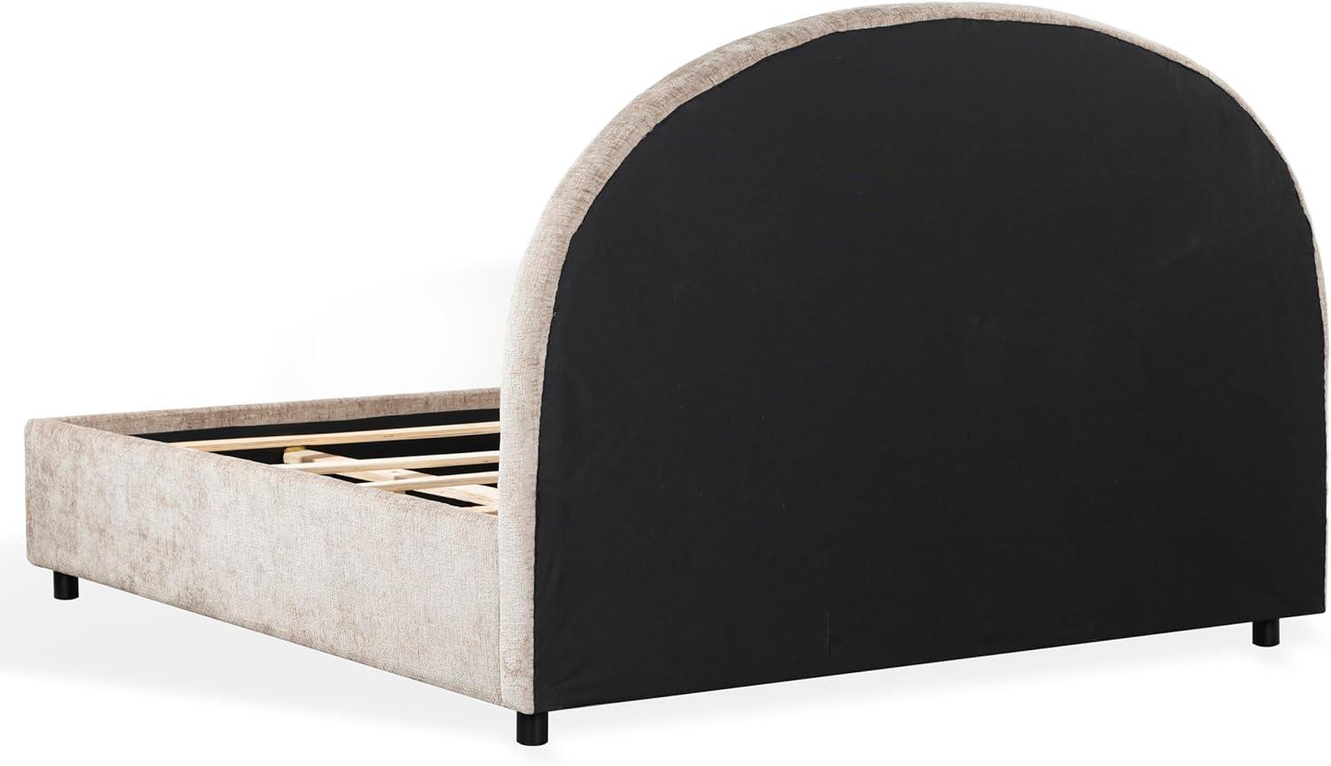 image:imageSAFAVIEH Couture Collection Kaylilly Cream Chenille King Bed Upholstered Arched Headboard No Box Spring Needed Modern Design SFV6115AQGreyBlack