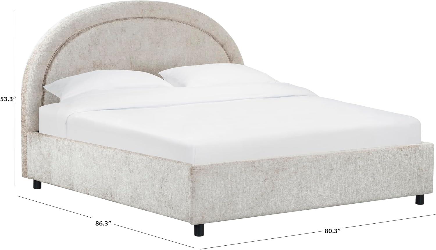 image:imageSAFAVIEH Couture Collection Kaylilly Cream Chenille King Bed Upholstered Arched Headboard No Box Spring Needed Modern Design SFV6115AQGreyBlack
