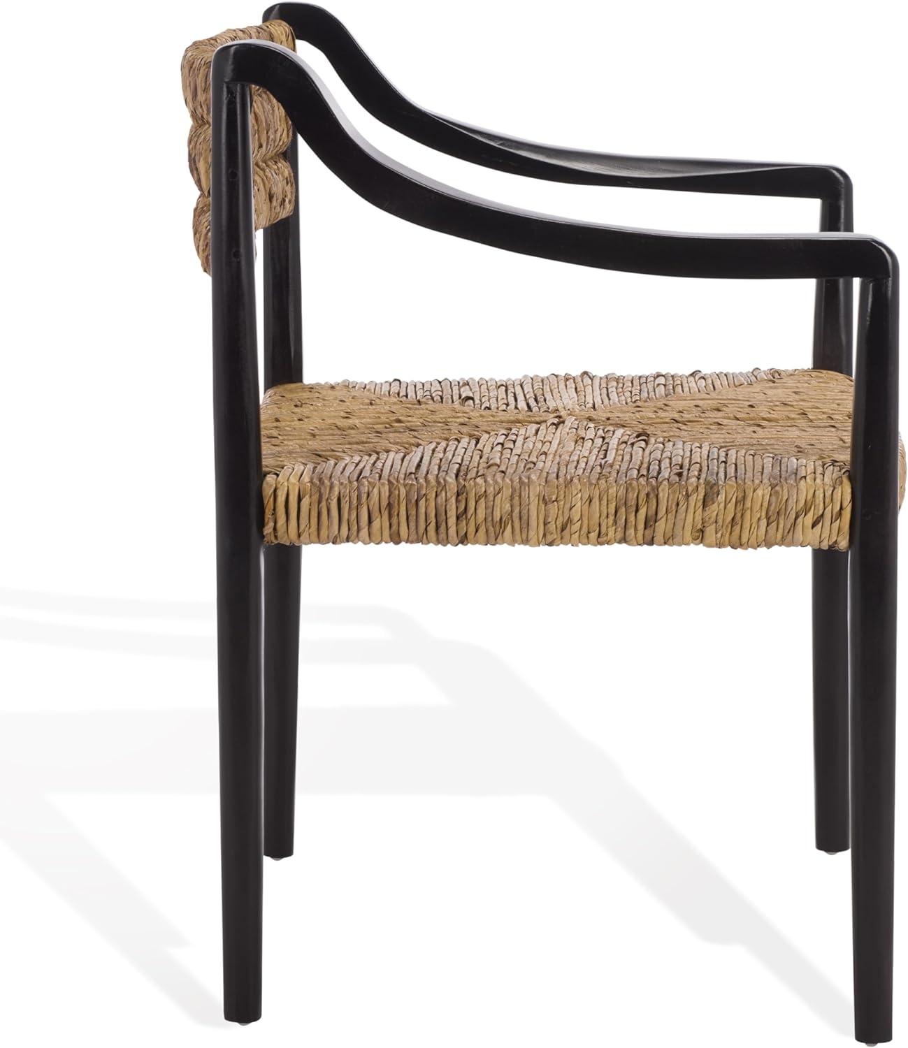image:imageSAFAVIEH Couture Collection Kona Woven Abaca Dining Chair Black amp Natural Handwoven Seat and Backrest Fully Assembled CWK2030ABlackNatural