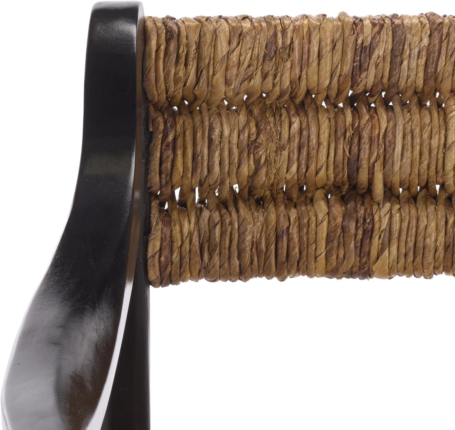 image:imageSAFAVIEH Couture Collection Kona Woven Abaca Dining Chair Black amp Natural Handwoven Seat and Backrest Fully Assembled CWK2030ABlackNatural