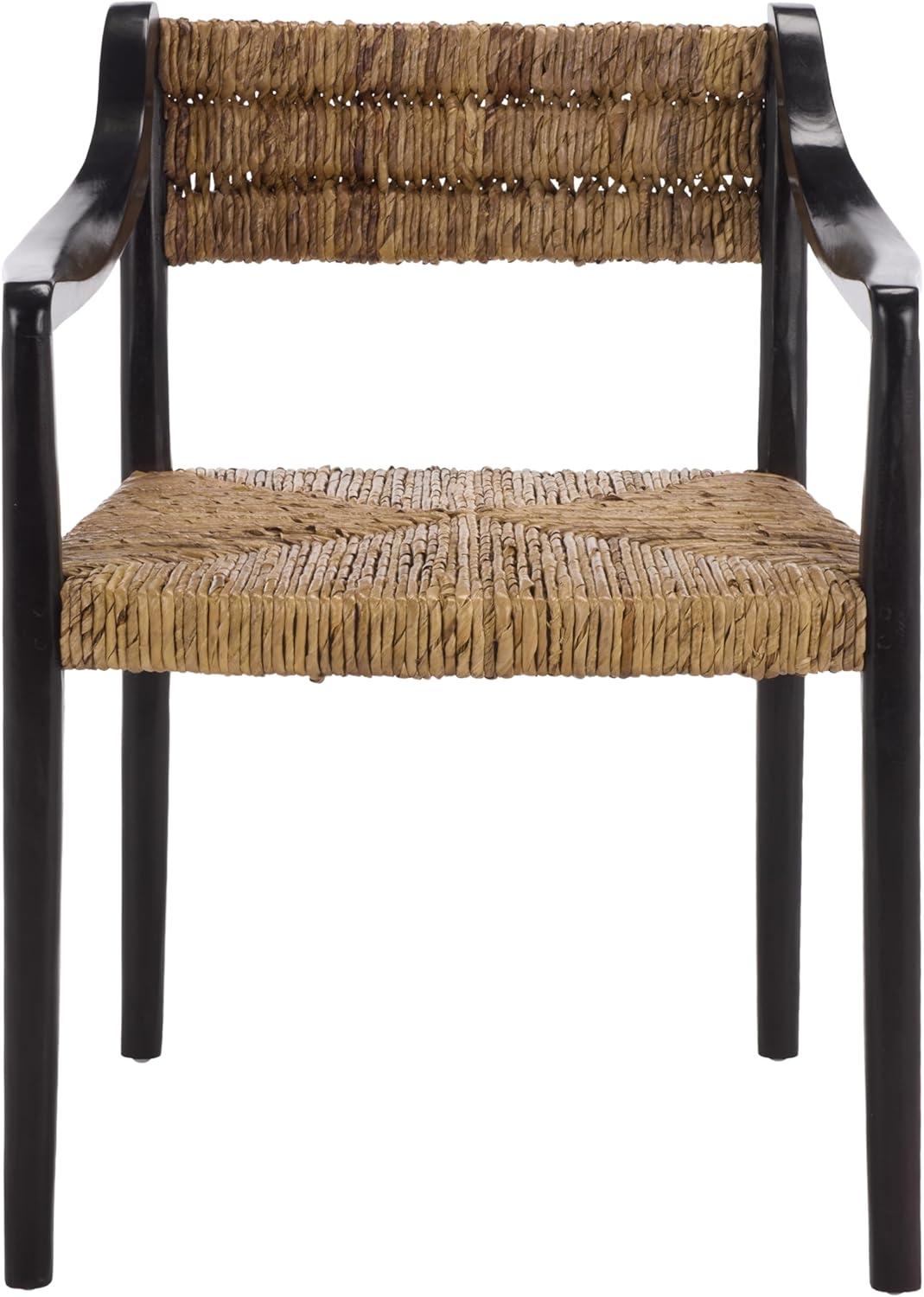 image:imageSAFAVIEH Couture Collection Kona Woven Abaca Dining Chair Black amp Natural Handwoven Seat and Backrest Fully Assembled CWK2030ABlackNatural