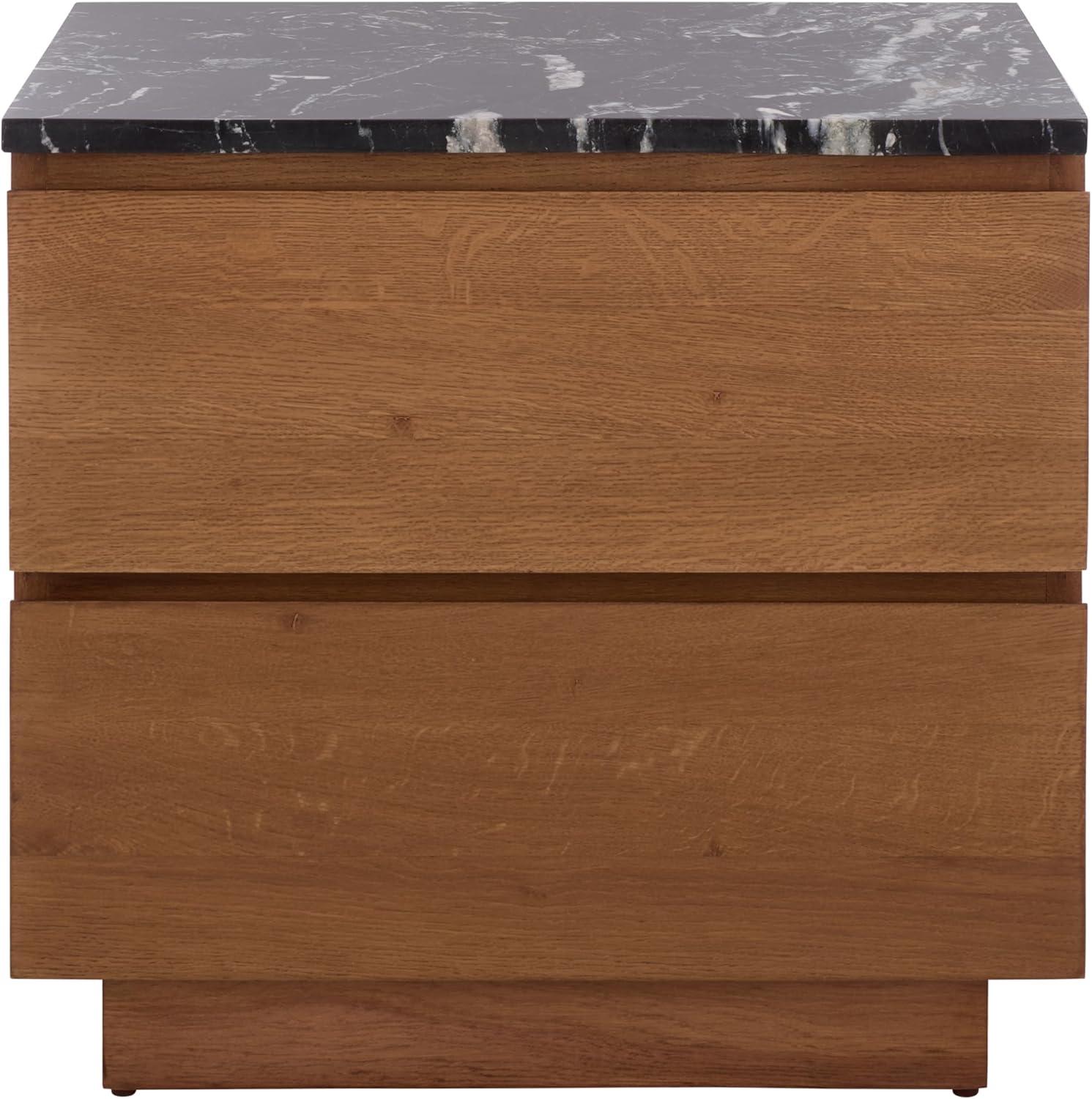 image:imageSAFAVIEH Couture Collection Lilybelle Walnut amp Black Marble Top 2 Drawer Nightstand Solid Wood Bedroom Furniture Fully Assembled SFV9755AWalnutBlack