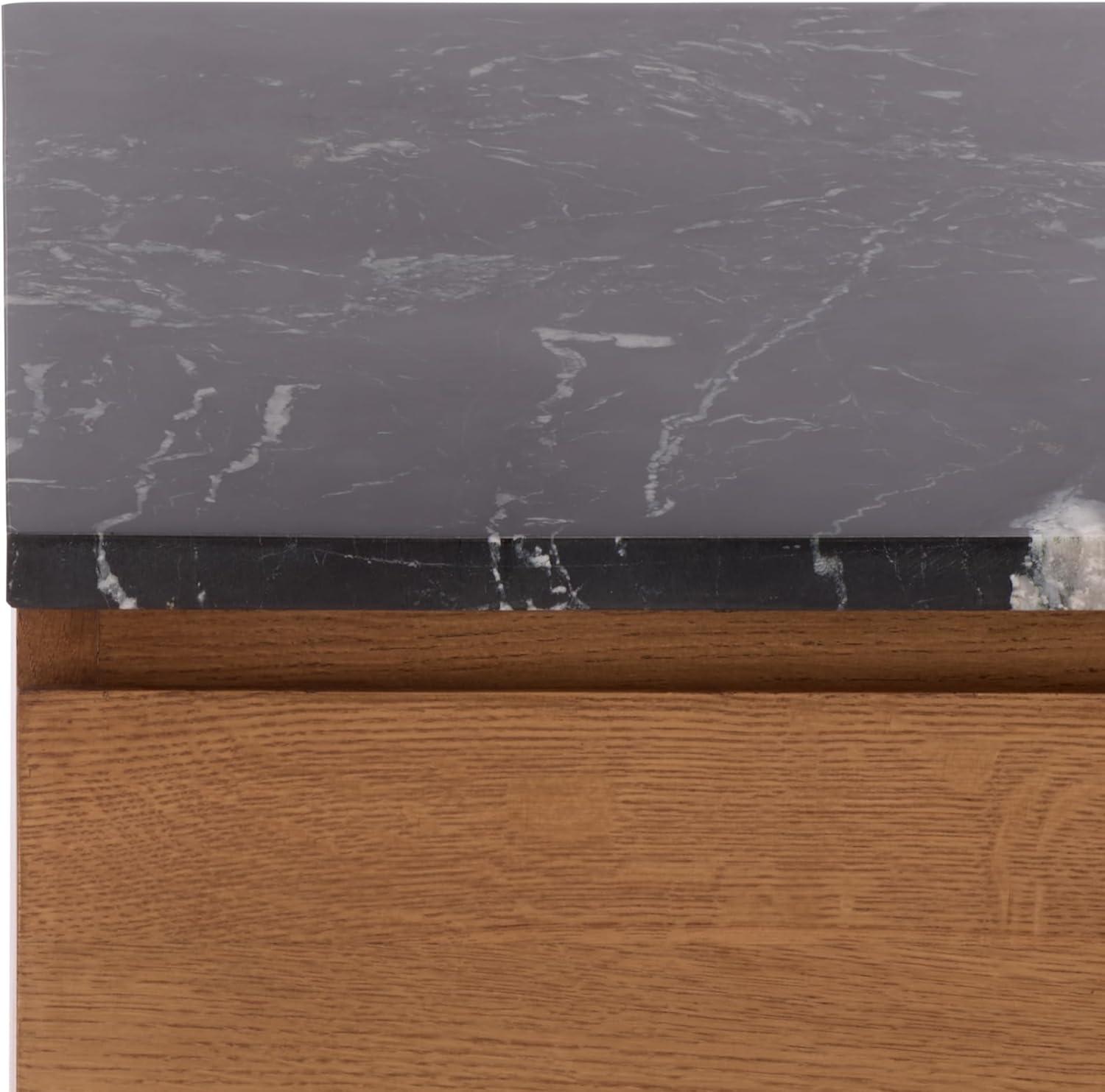 image:imageSAFAVIEH Couture Collection Lilybelle Walnut amp Black Marble Top 2 Drawer Nightstand Solid Wood Bedroom Furniture Fully Assembled SFV9755AWalnutBlack
