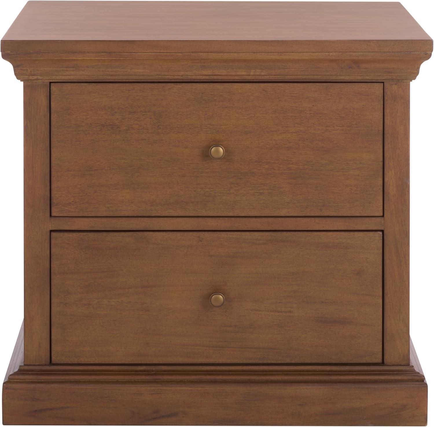 image:imageSAFAVIEH Couture Collection Lizzy Walnut 2Drawer Wood Nightstand Fully Assembled Bedroom Storage with Metal Drawer Glides SFV7727AWalnut