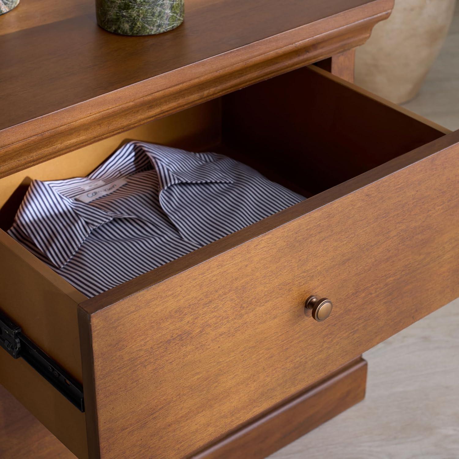 image:imageSAFAVIEH Couture Collection Lizzy Walnut 2Drawer Wood Nightstand Fully Assembled Bedroom Storage with Metal Drawer Glides SFV7727AWalnut