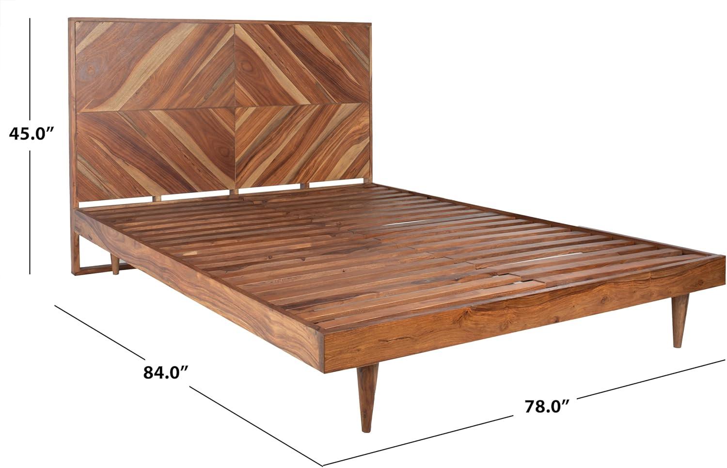 image:imageSAFAVIEH Couture Collection Maci Bryn Natural Wood Herringbone Queen Bed Modern Bedroom Furniture DUP1009AQNatural