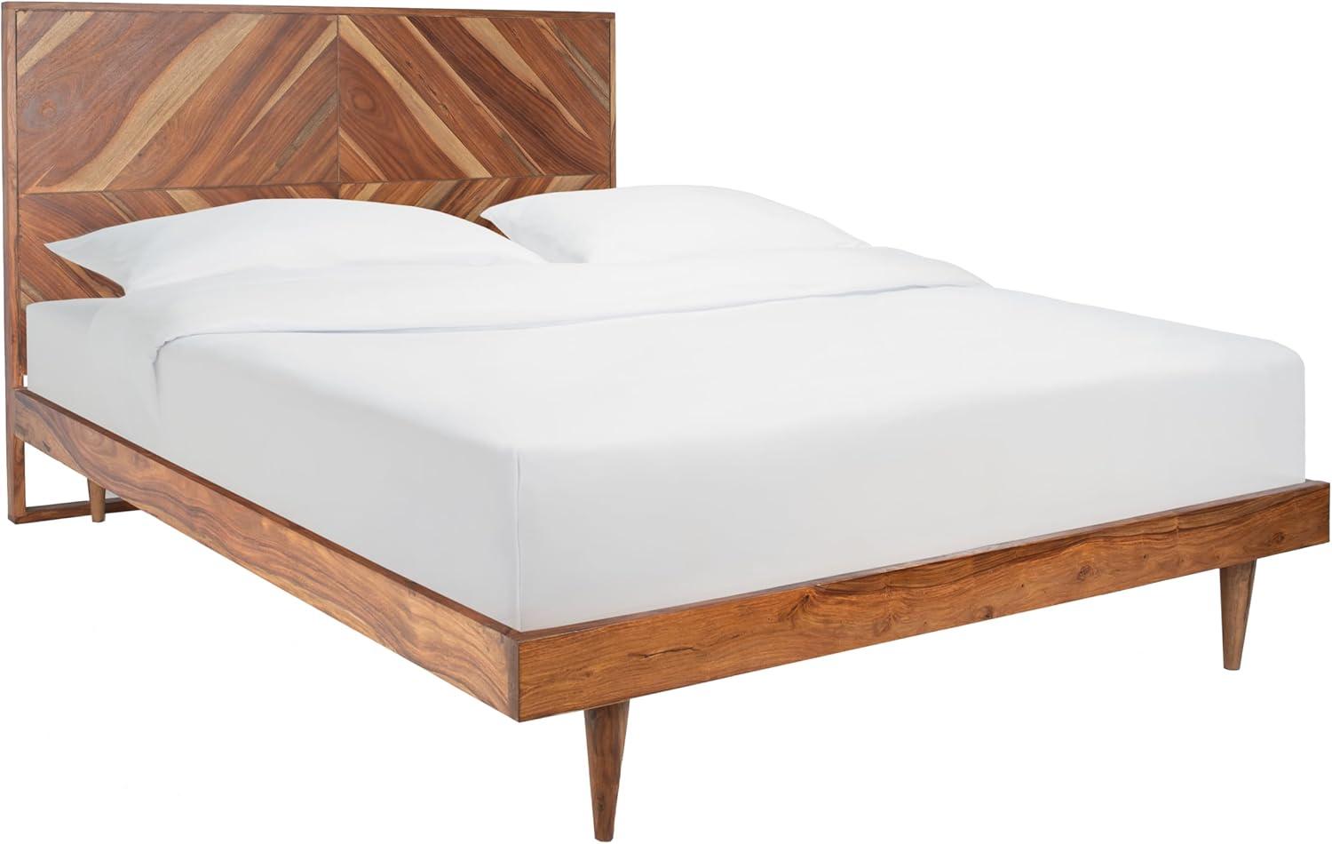 image:imageSAFAVIEH Couture Collection Maci Bryn Natural Wood Herringbone Queen Bed Modern Bedroom Furniture DUP1009AQNatural