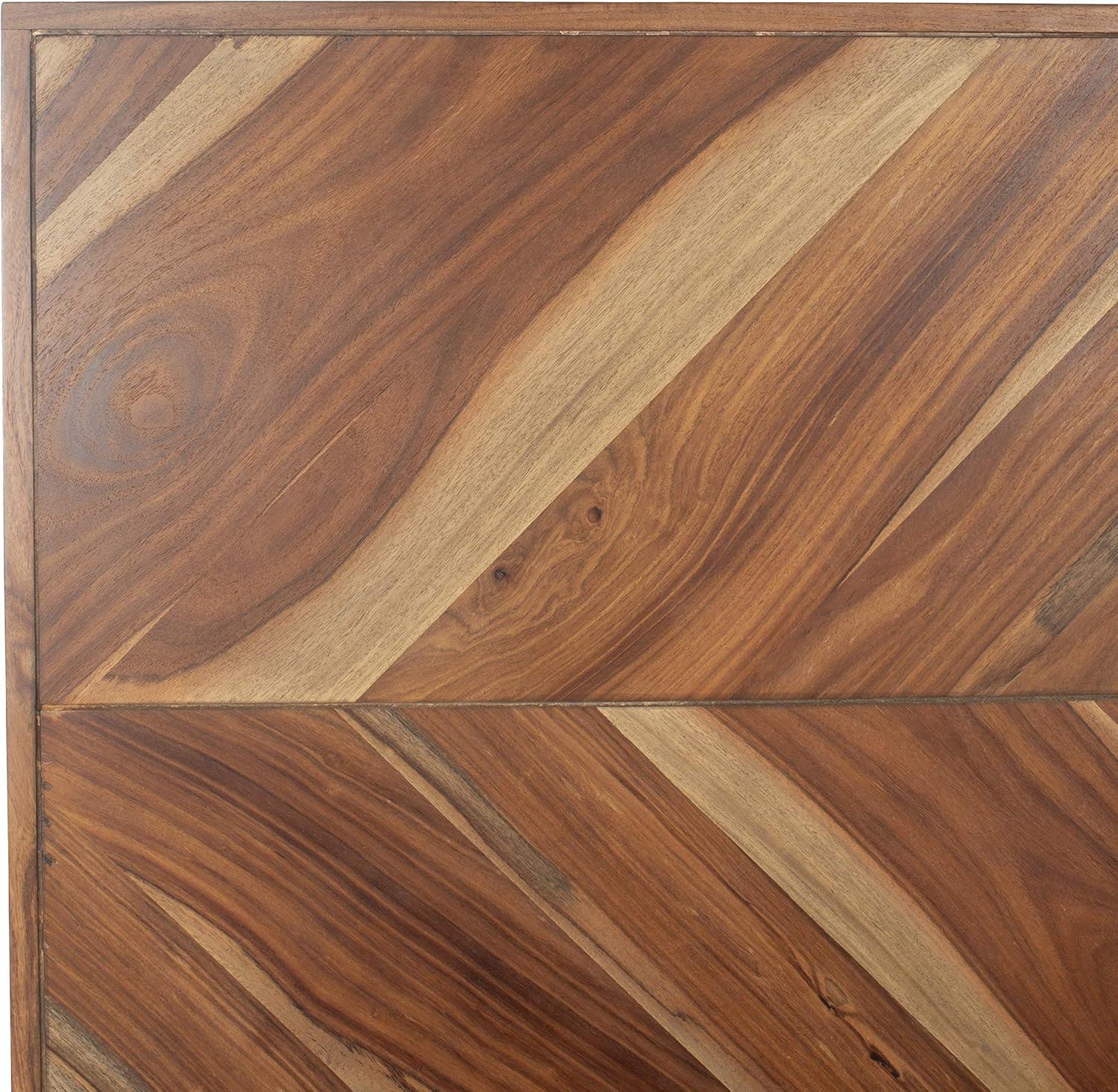 image:imageSAFAVIEH Couture Collection Maci Bryn Natural Wood Herringbone Queen Bed Modern Bedroom Furniture DUP1009AQNatural