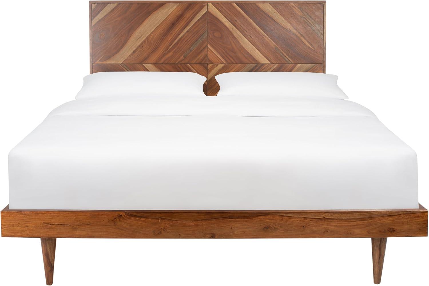image:imageSAFAVIEH Couture Collection Maci Bryn Natural Wood Herringbone Queen Bed Modern Bedroom Furniture DUP1009AQNatural