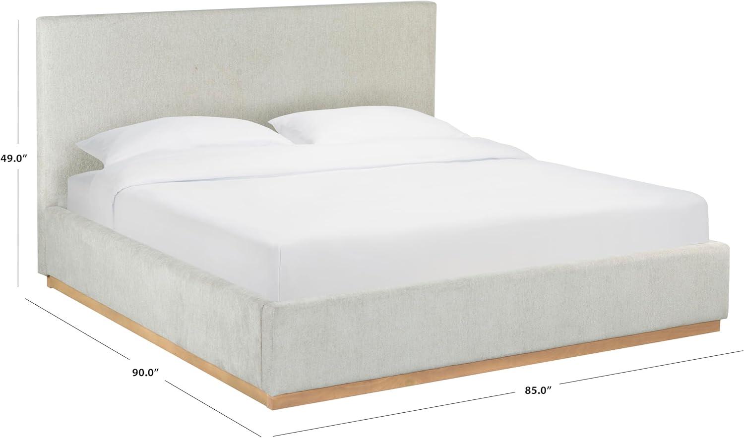 image:imageSAFAVIEH Couture Collection Pippin Light Brown Velvet Upholstered Queen Bed with Headboard No Box Spring Required SFV5063BQGreyNatural