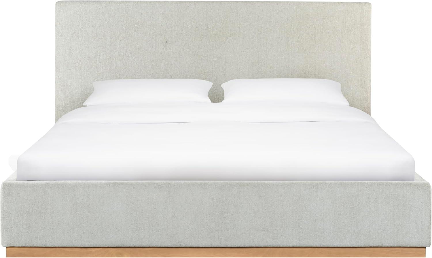 image:imageSAFAVIEH Couture Collection Pippin Light Brown Velvet Upholstered Queen Bed with Headboard No Box Spring Required SFV5063BQGreyNatural
