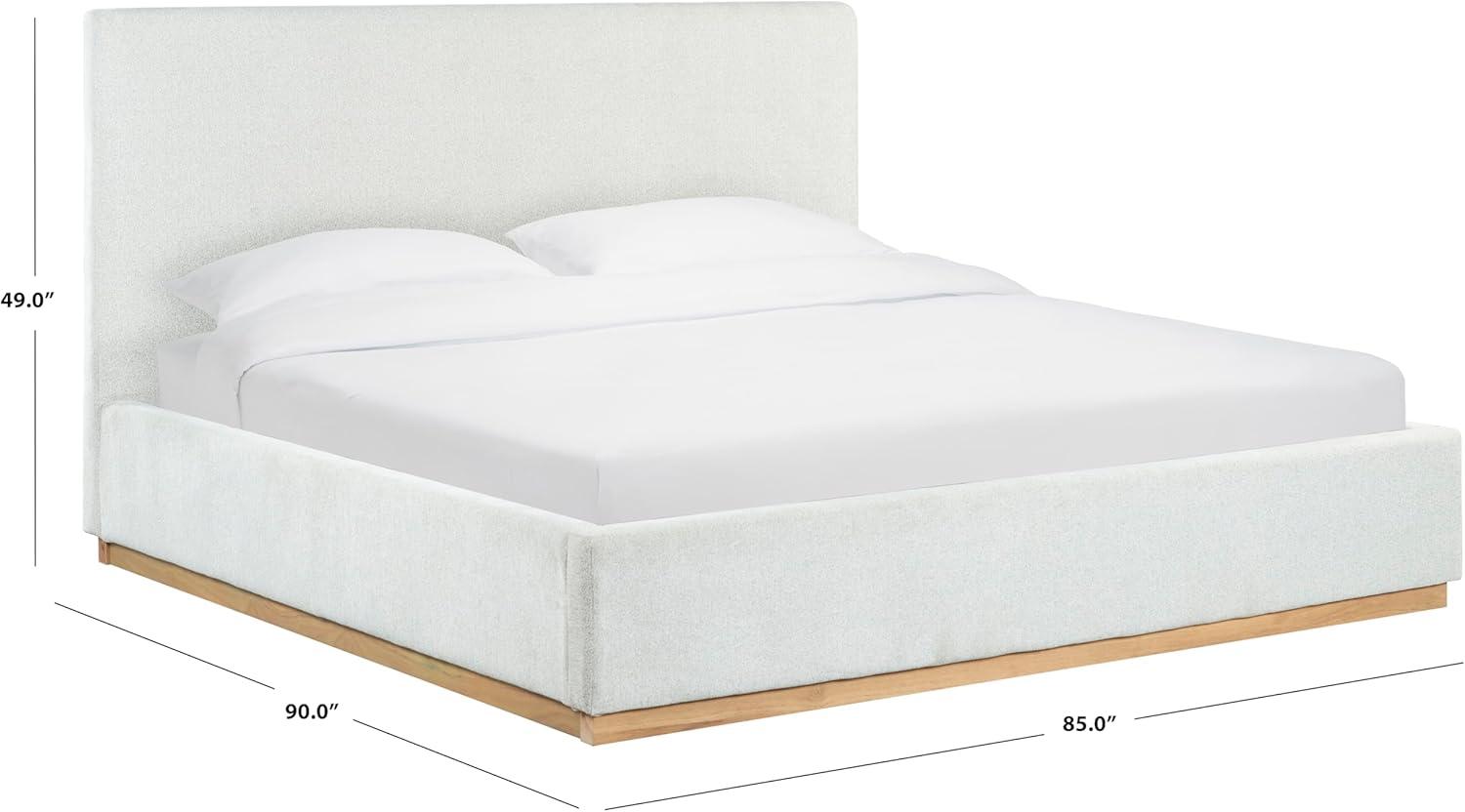 image:imageSAFAVIEH Couture Collection Pippin Light Brown Velvet Upholstered Queen Bed with Headboard No Box Spring Required SFV5063BQIvoryNatural