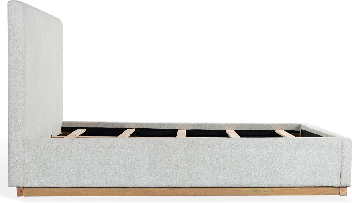image:imageSAFAVIEH Couture Collection Pippin Light Brown Velvet Upholstered Queen Bed with Headboard No Box Spring Required SFV5063BQIvoryNatural