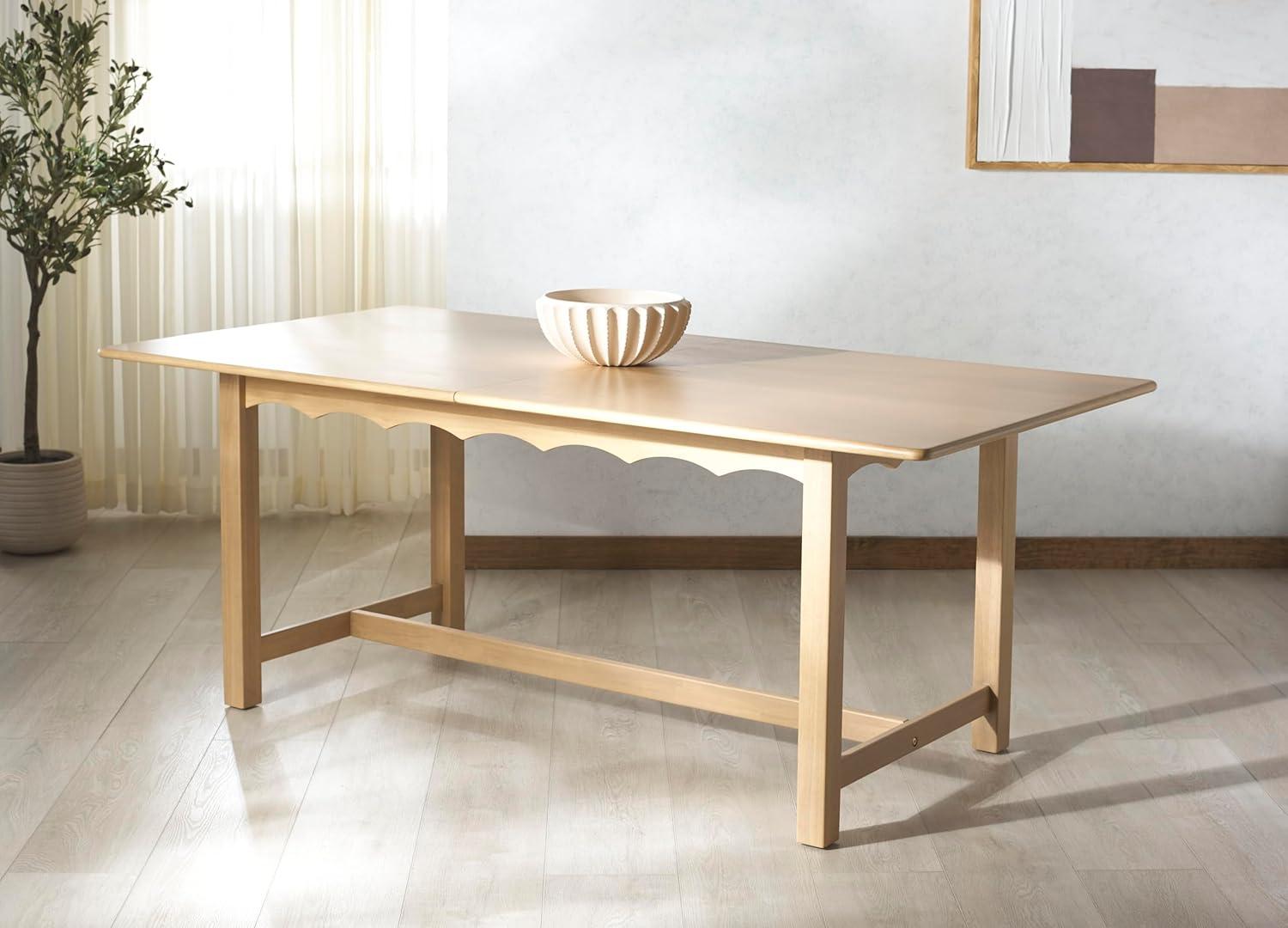 image:imageSAFAVIEH Couture Collection Rhylee Walnut Brown Extendable Wood Dining Table Rectangular Design Seats up to 6 SFV4217CNatural