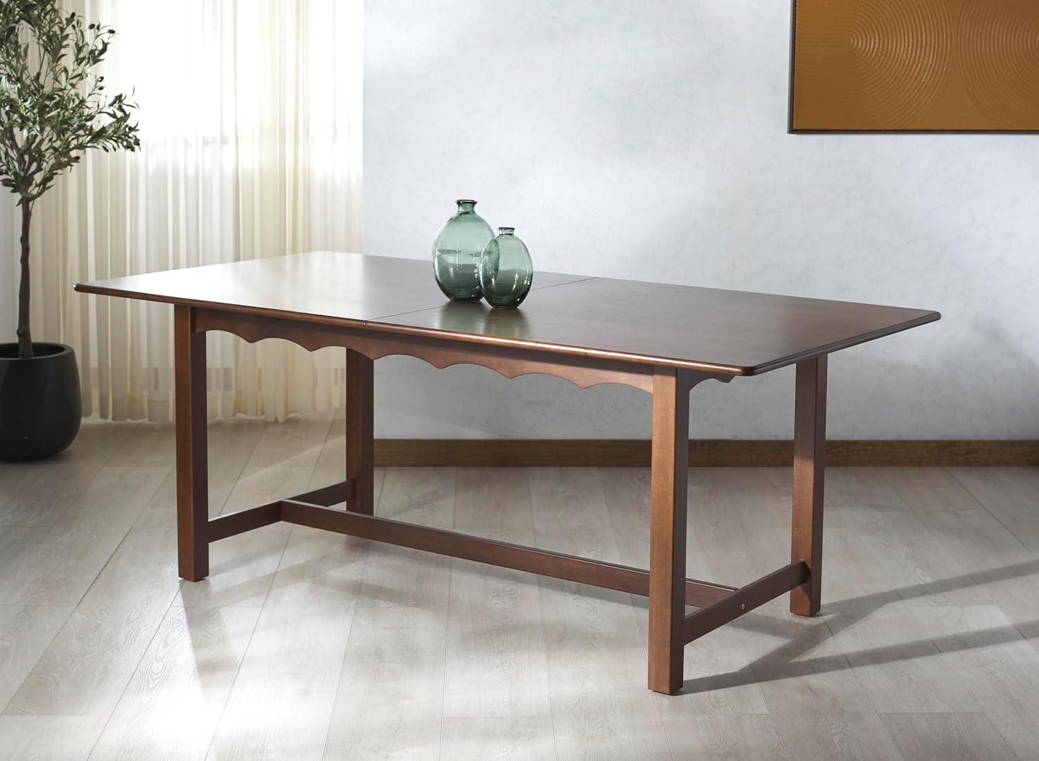 image:imageSAFAVIEH Couture Collection Rhylee Walnut Brown Extendable Wood Dining Table Rectangular Design Seats up to 6 SFV4217CWalnut