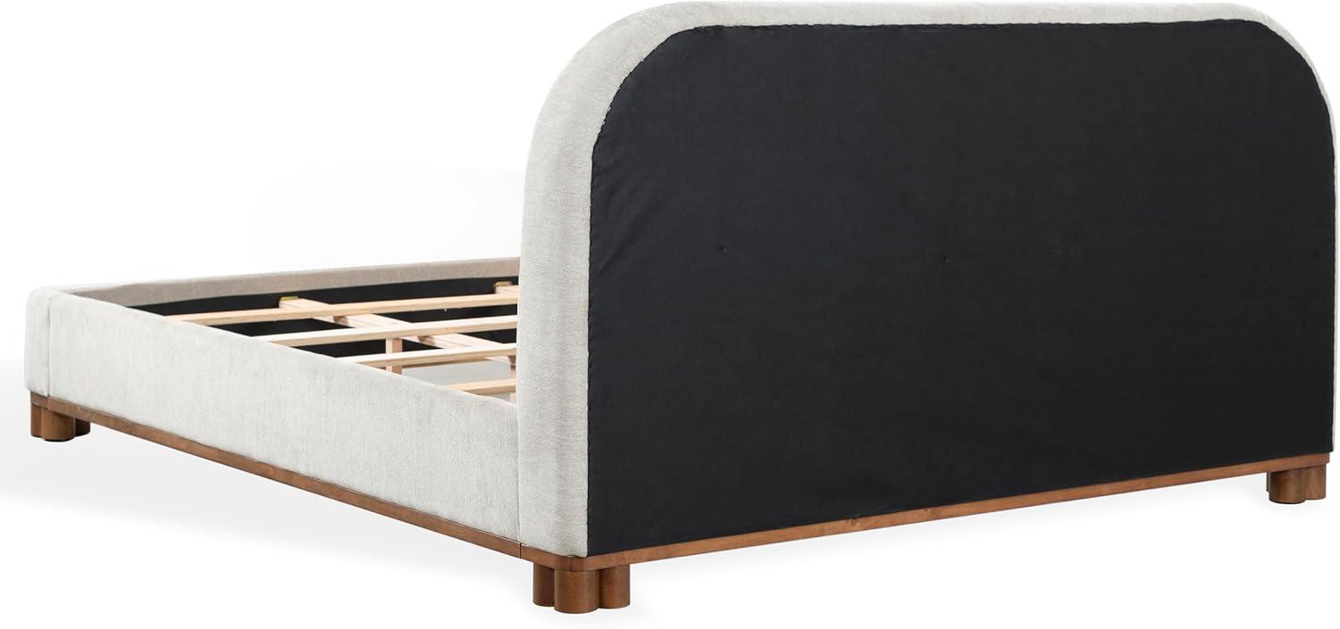 image:imageSAFAVIEH Couture Collection Roberto Beige Chenille Queen Bed Upholstered with Curved Headboard No Box Spring Needed SFV6116AQGreyWalnut
