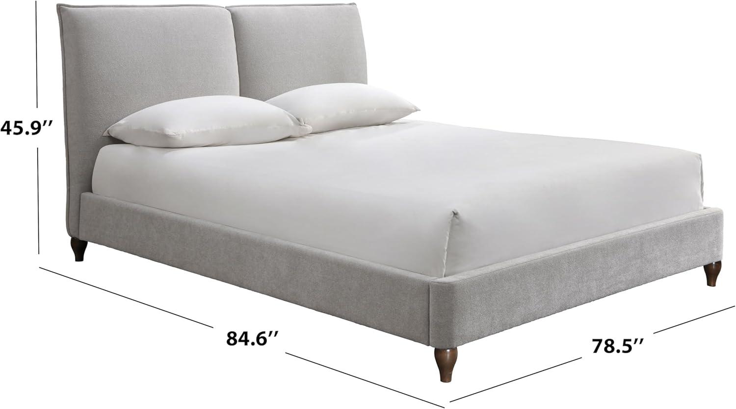 image:imageSAFAVIEH Couture Collection Sophianna Dark Grey Upholstered Platform Bed with Headboard Queen Size Modern Design SFV1801BQWalnutLight Grey