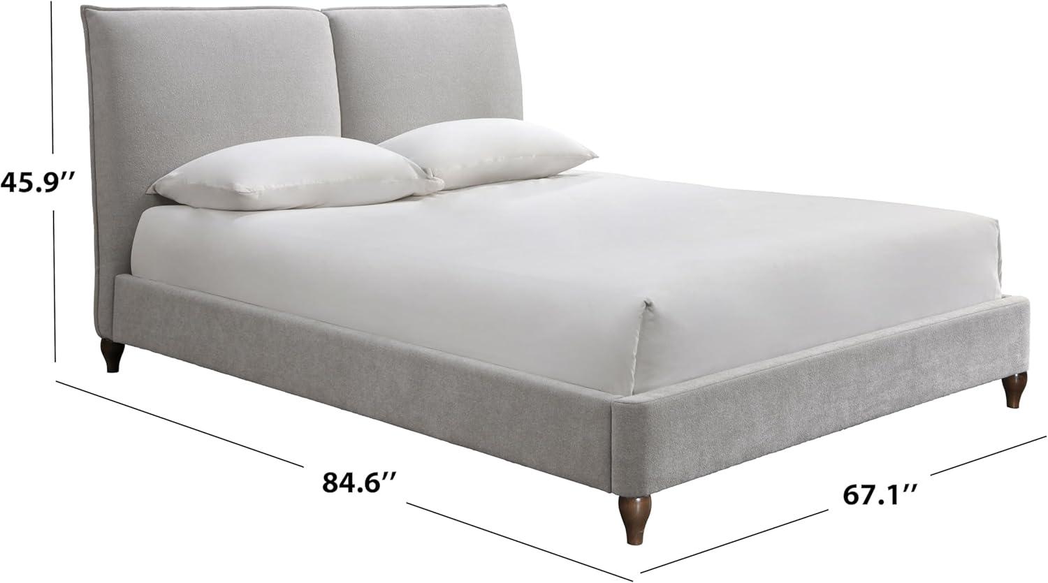 image:imageSAFAVIEH Couture Collection Sophianna Dark Grey Upholstered Platform Bed with Headboard Queen Size Modern Design SFV1801BQWalnutLight Grey