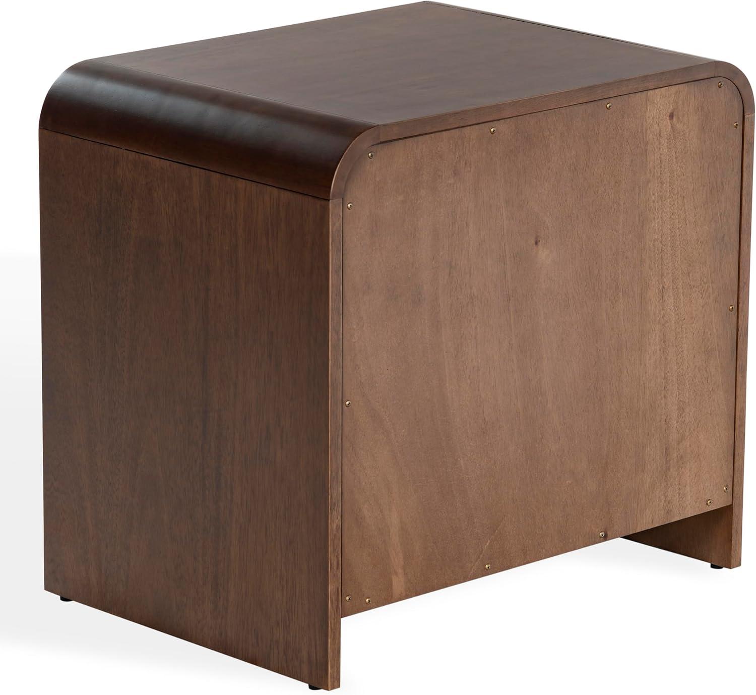 image:imageSAFAVIEH Couture Collection Vitale Walnut Brown Reeded Wood Nightstand 2 Drawers Modern Accent Bedroom Side Table Fully Assembled SFV4259BWalnut
