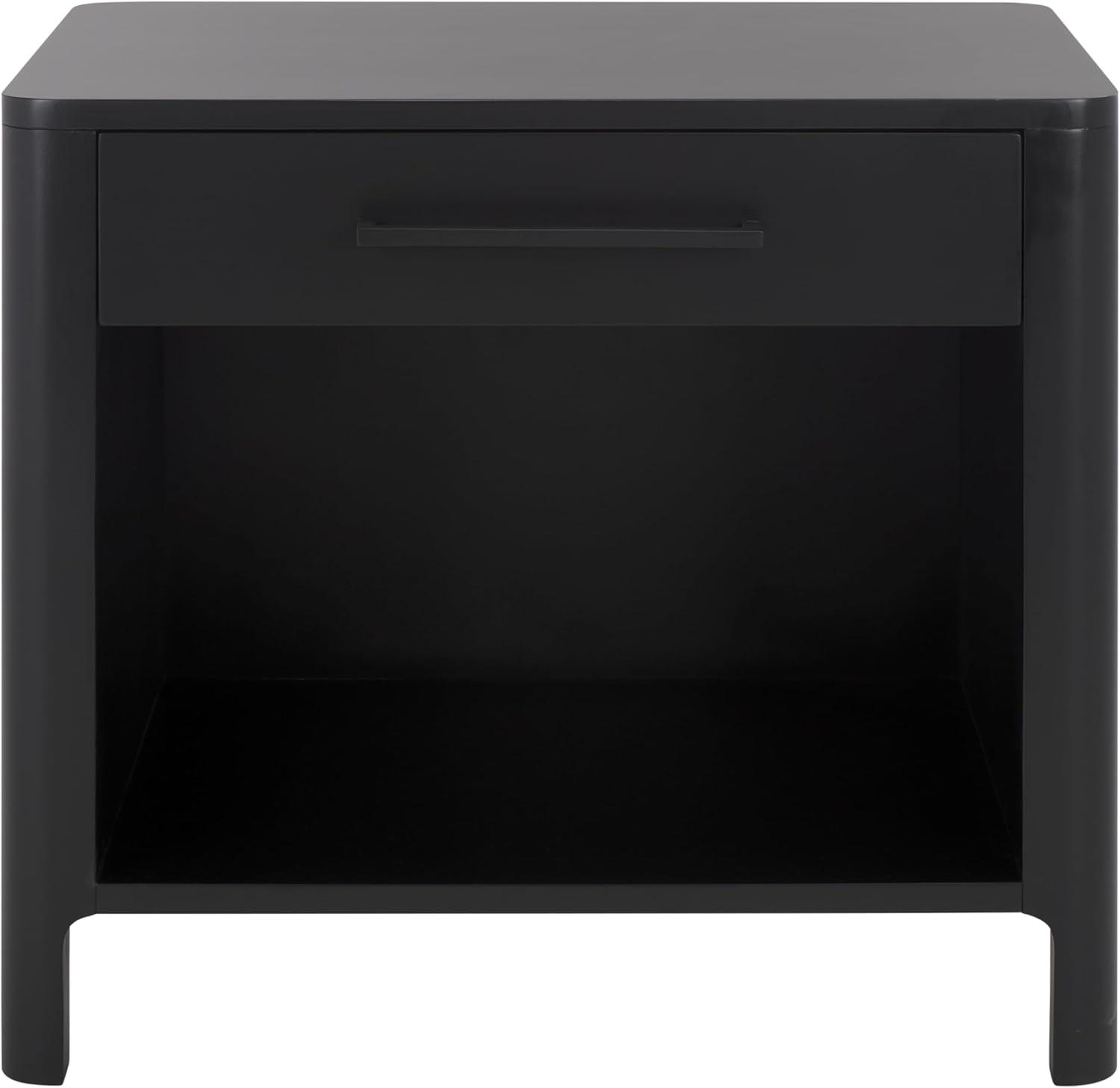 image:imageSAFAVIEH Couture Collection Abbiava Black 1Drawer Nightstand Fully AssembledBlack