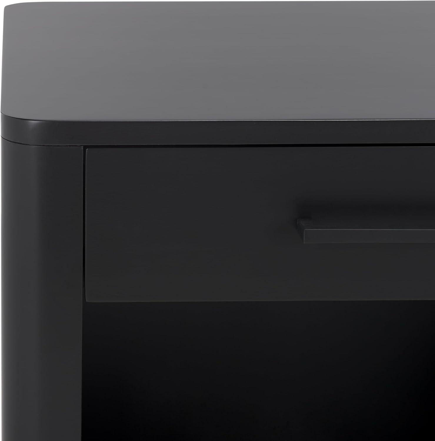 image:imageSAFAVIEH Couture Collection Abbiava Black 1Drawer Nightstand Fully AssembledBlack