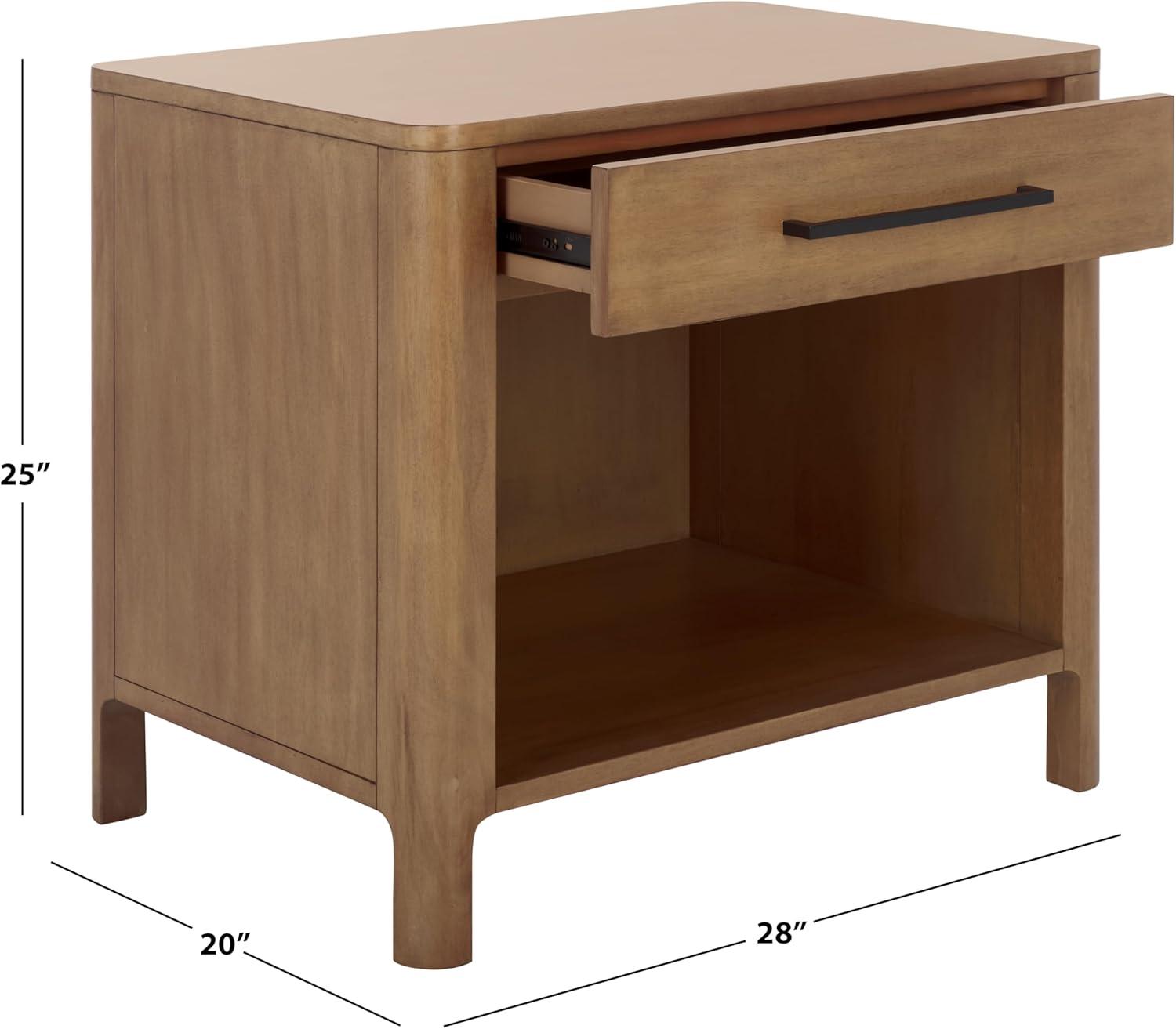image:imageSAFAVIEH Couture Collection Abbiava Black 1Drawer Nightstand Fully AssembledNatural