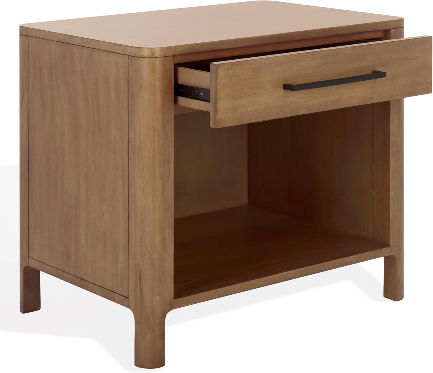 image:imageSAFAVIEH Couture Collection Abbiava Black 1Drawer Nightstand Fully AssembledNatural