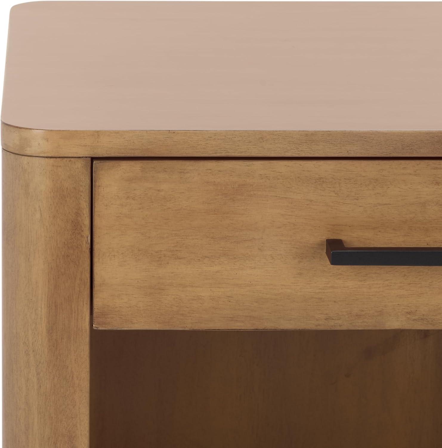 image:imageSAFAVIEH Couture Collection Abbiava Black 1Drawer Nightstand Fully AssembledNatural