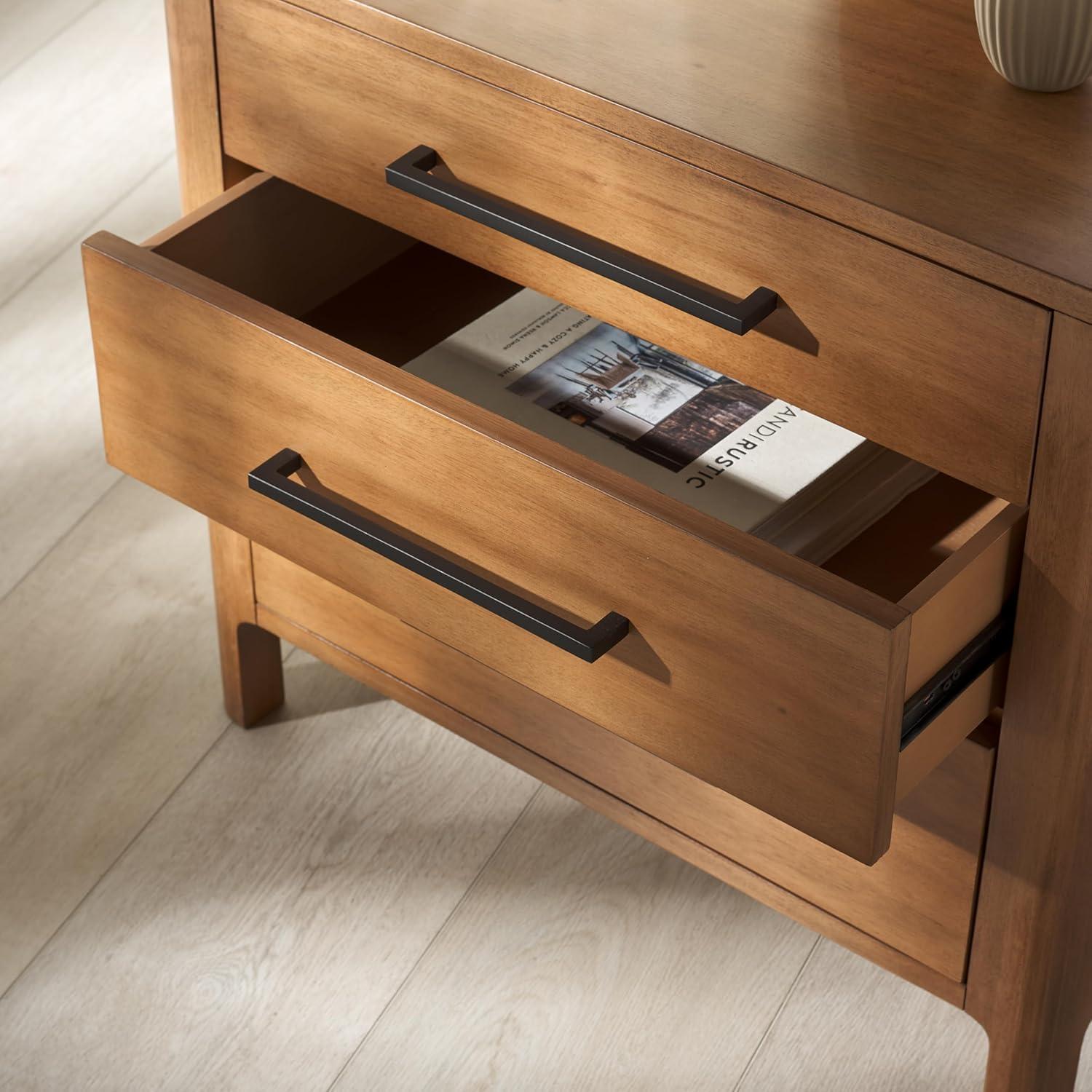 image:imageSAFAVIEH Couture Collection Abbiava Black 3Drawer Nightstand Fully AssembledNatural
