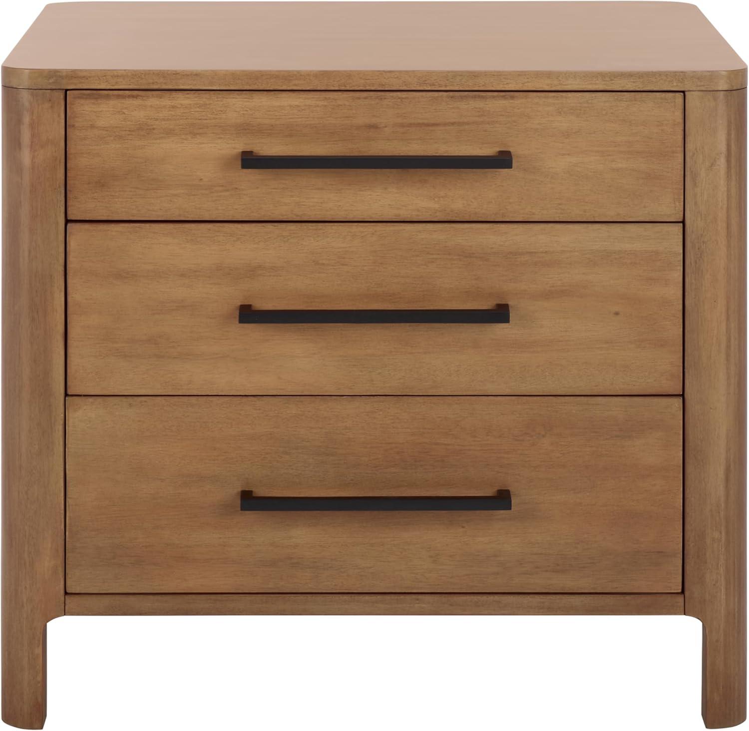 image:imageSAFAVIEH Couture Collection Abbiava Black 3Drawer Nightstand Fully AssembledNatural