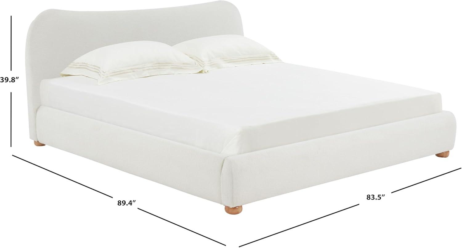 image:imageSAFAVIEH Couture Collection Beccarose Light BrownWalnut Velvet Queen Size BedIvory
