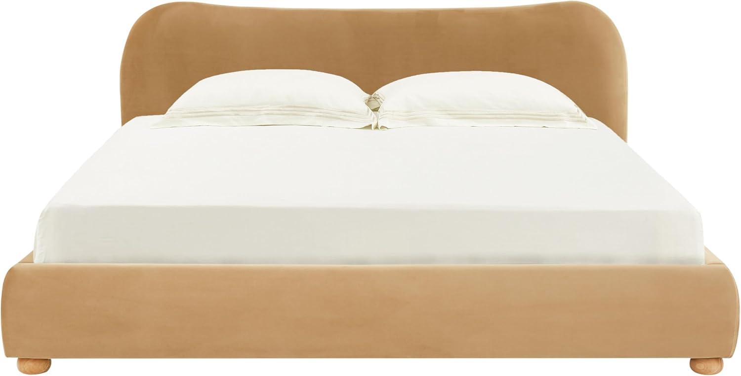 image:imageSAFAVIEH Couture Collection Beccarose Light BrownWalnut Velvet Queen Size BedLight BrownWalnut