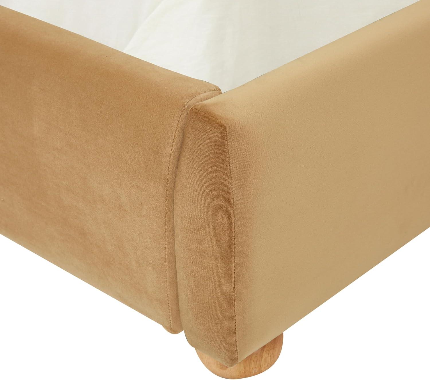 image:imageSAFAVIEH Couture Collection Beccarose Light BrownWalnut Velvet Queen Size BedLight BrownWalnut