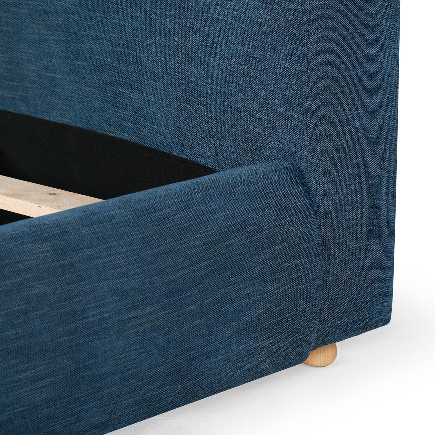 image:imageSAFAVIEH Couture Collection Beccarose Light BrownWalnut Velvet Queen Size BedNavyNatural
