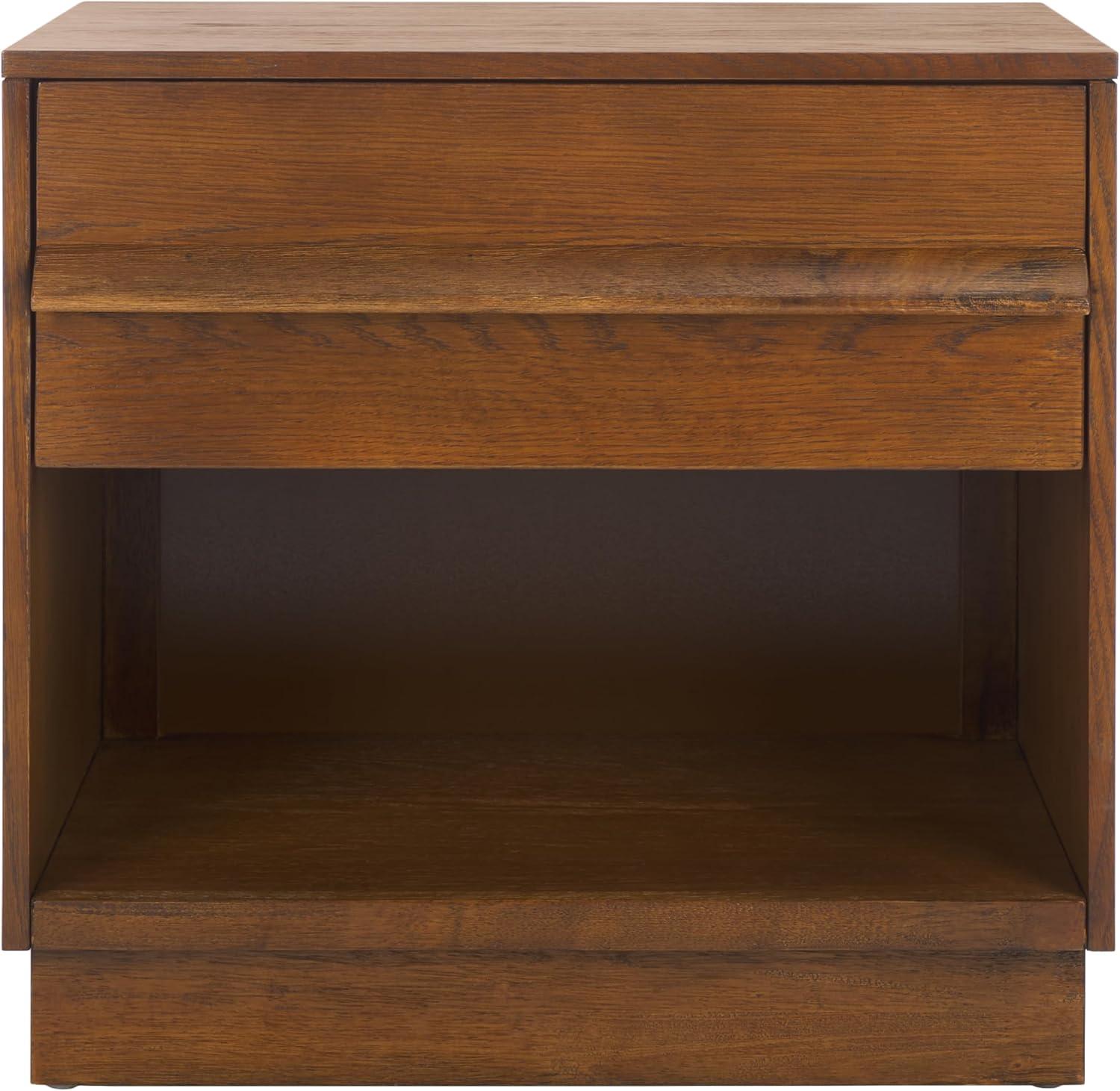 image:imageSAFAVIEH Couture Collection Deirdra Medium Oak 1Drawer 1 Shelf Nightstand Fully AssembledMedium Oak