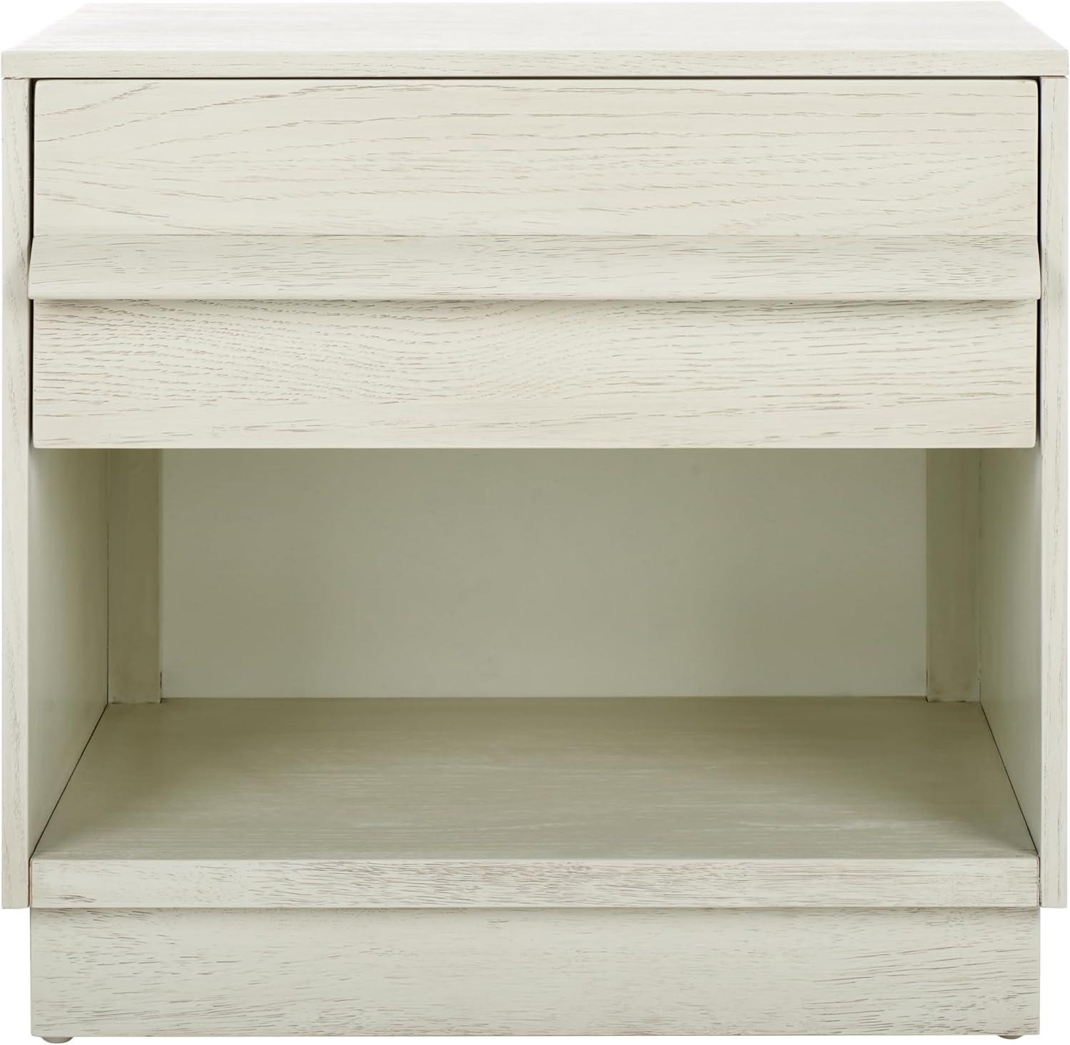 image:imageSAFAVIEH Couture Collection Deirdra Medium Oak 1Drawer 1 Shelf Nightstand Fully AssembledWhite Washed
