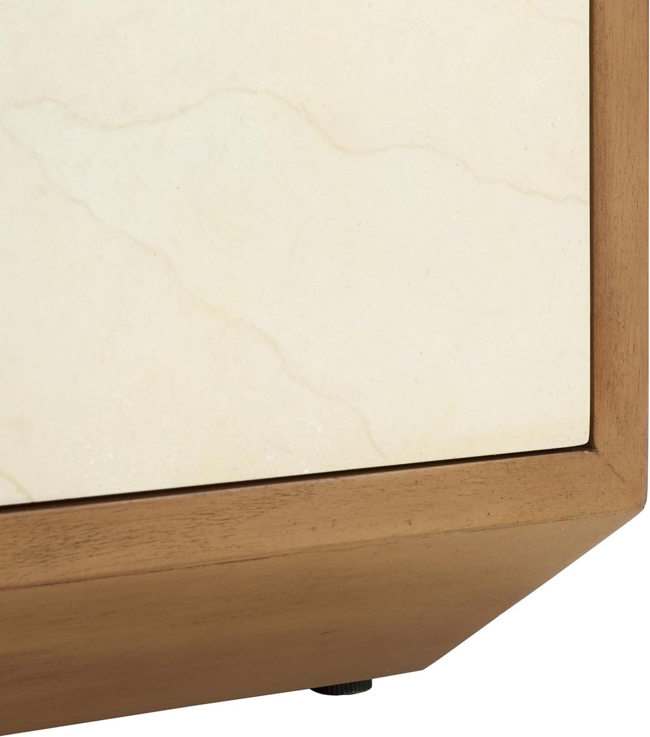 image:imageSAFAVIEH Couture Collection Edalina Natural Brown amp White 2Drawer Nightstand Fully AssembledNaturalWhite