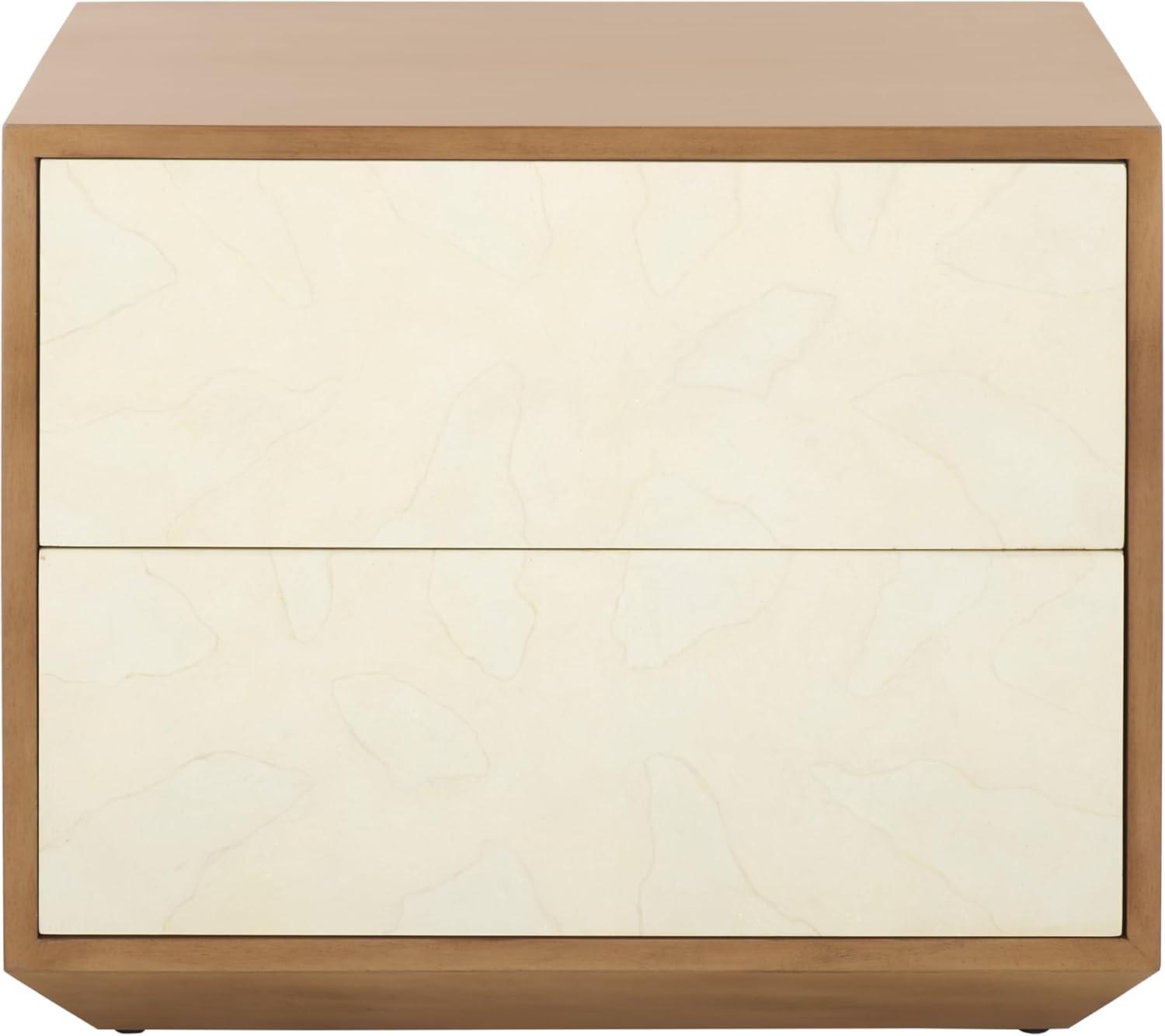 image:imageSAFAVIEH Couture Collection Edalina Natural Brown amp White 2Drawer Nightstand Fully AssembledNaturalWhite