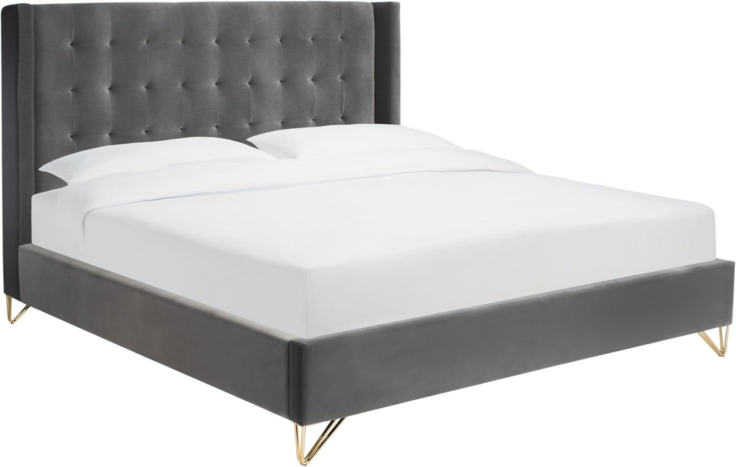 image:imageSAFAVIEH Couture Collection Hiawatha Hudson Grey Metal Leg Queen Size BedHudson Grey