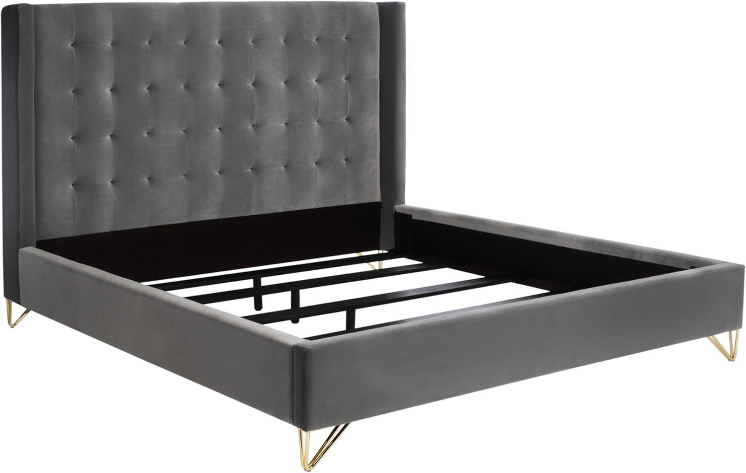 image:imageSAFAVIEH Couture Collection Hiawatha Hudson Grey Metal Leg Queen Size BedHudson Grey