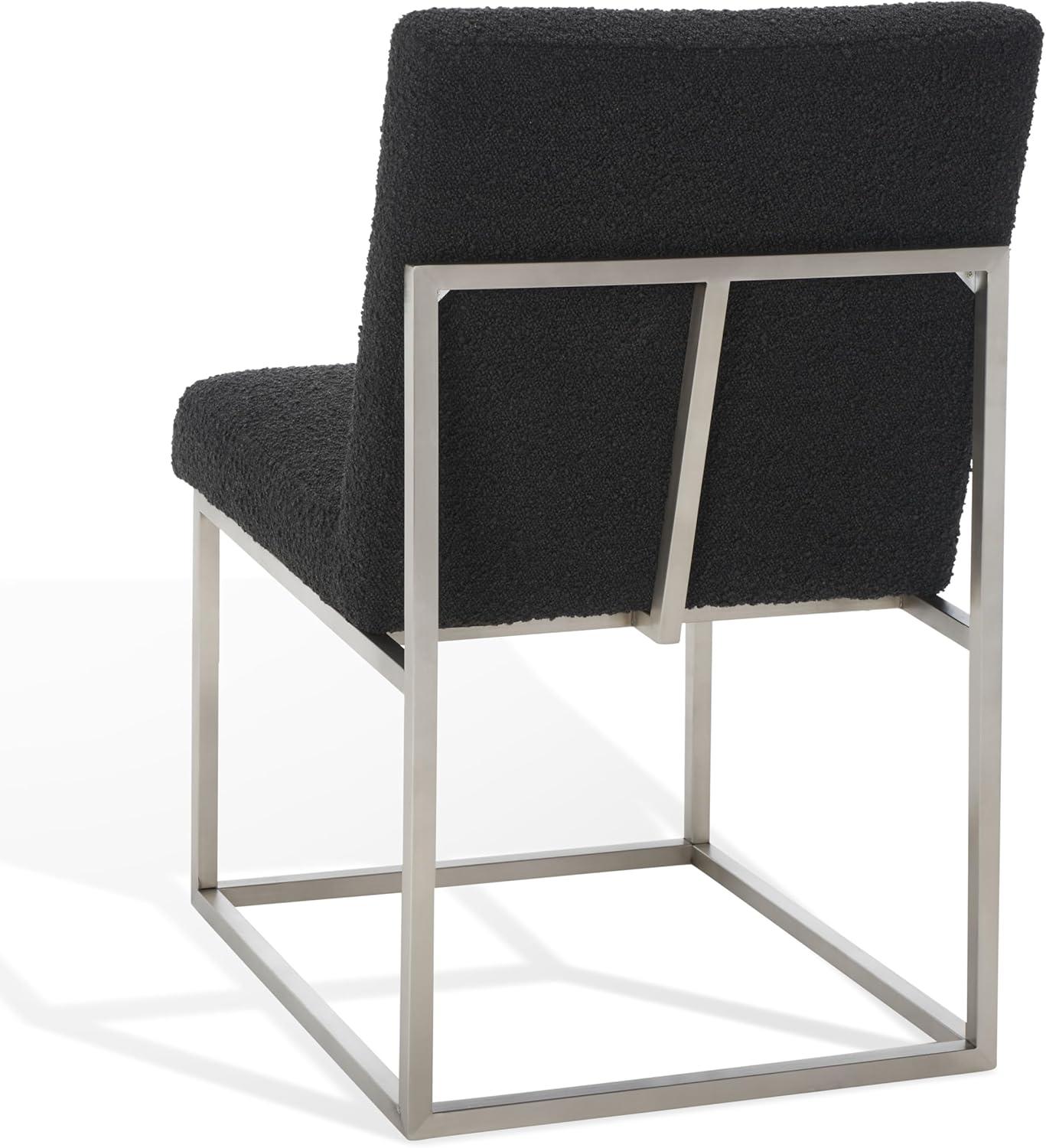 image:imageSAFAVIEH Couture Collection Jenette Black BoucleSilver Leg Dining Chair Fully AssembledBlackSilver Boucle