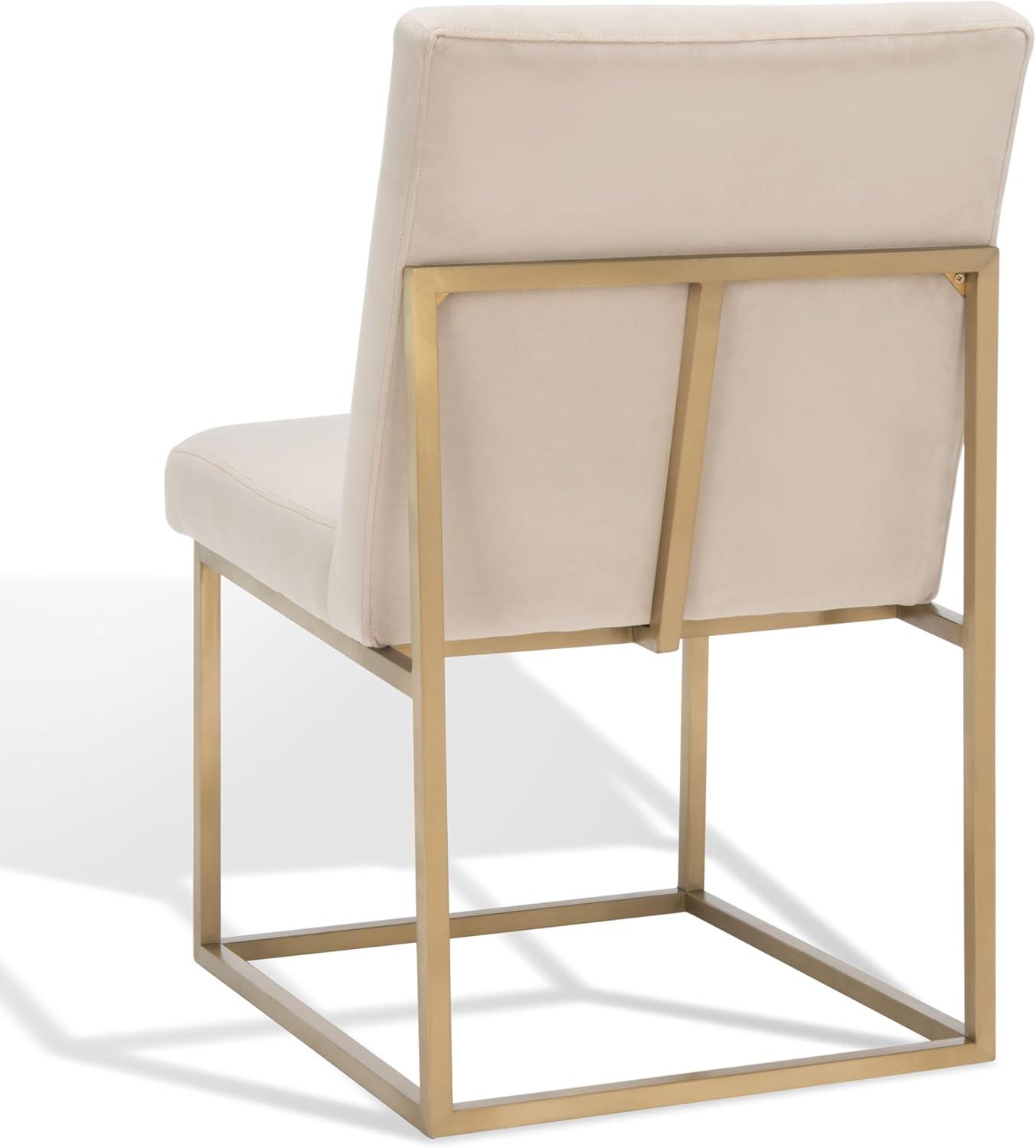 image:imageSAFAVIEH Couture Collection Jenette Black BoucleSilver Leg Dining Chair Fully AssembledTaupeGold