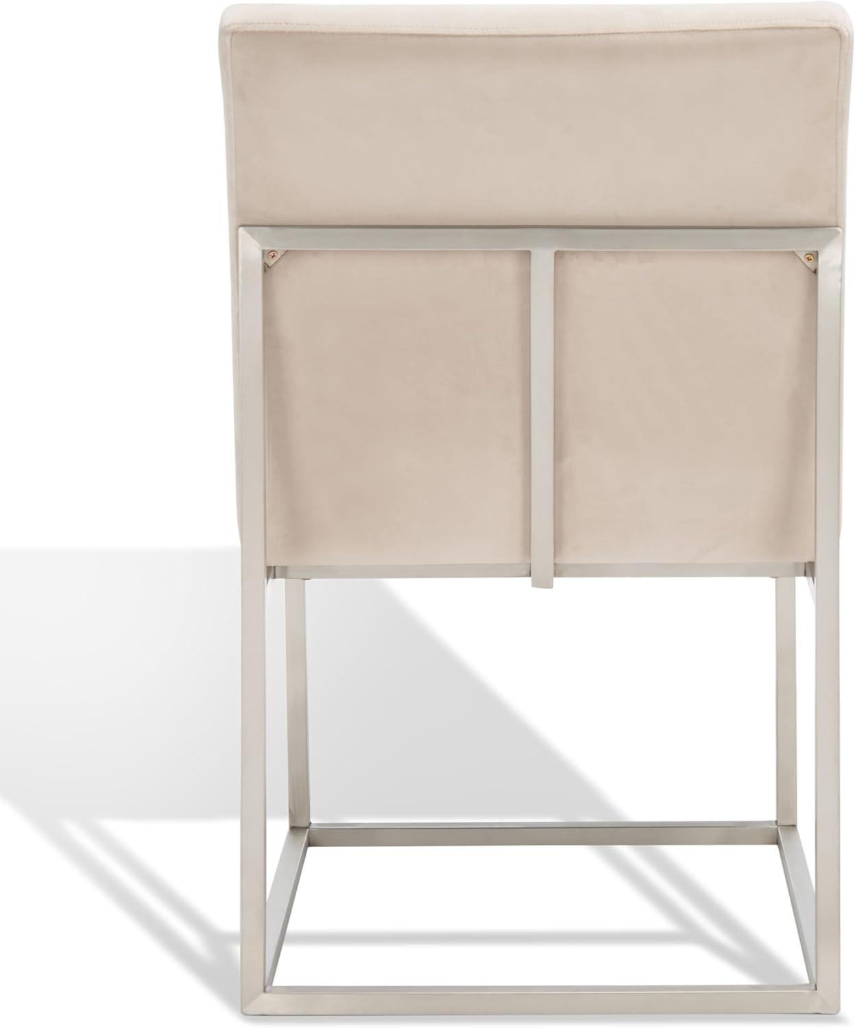 image:imageSAFAVIEH Couture Collection Jenette Black BoucleSilver Leg Dining Chair Fully AssembledTaupeSilver