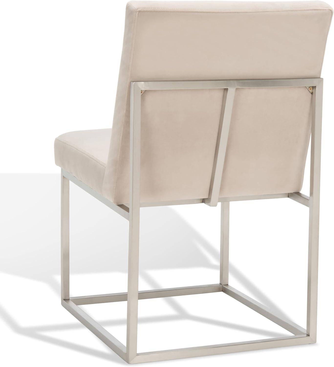 image:imageSAFAVIEH Couture Collection Jenette Black BoucleSilver Leg Dining Chair Fully AssembledTaupeSilver