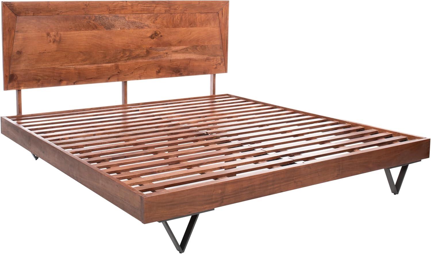 image:imageSAFAVIEH Couture Collection Madyson Light WalnutBlack Hairpin Leg Queen Size Bed