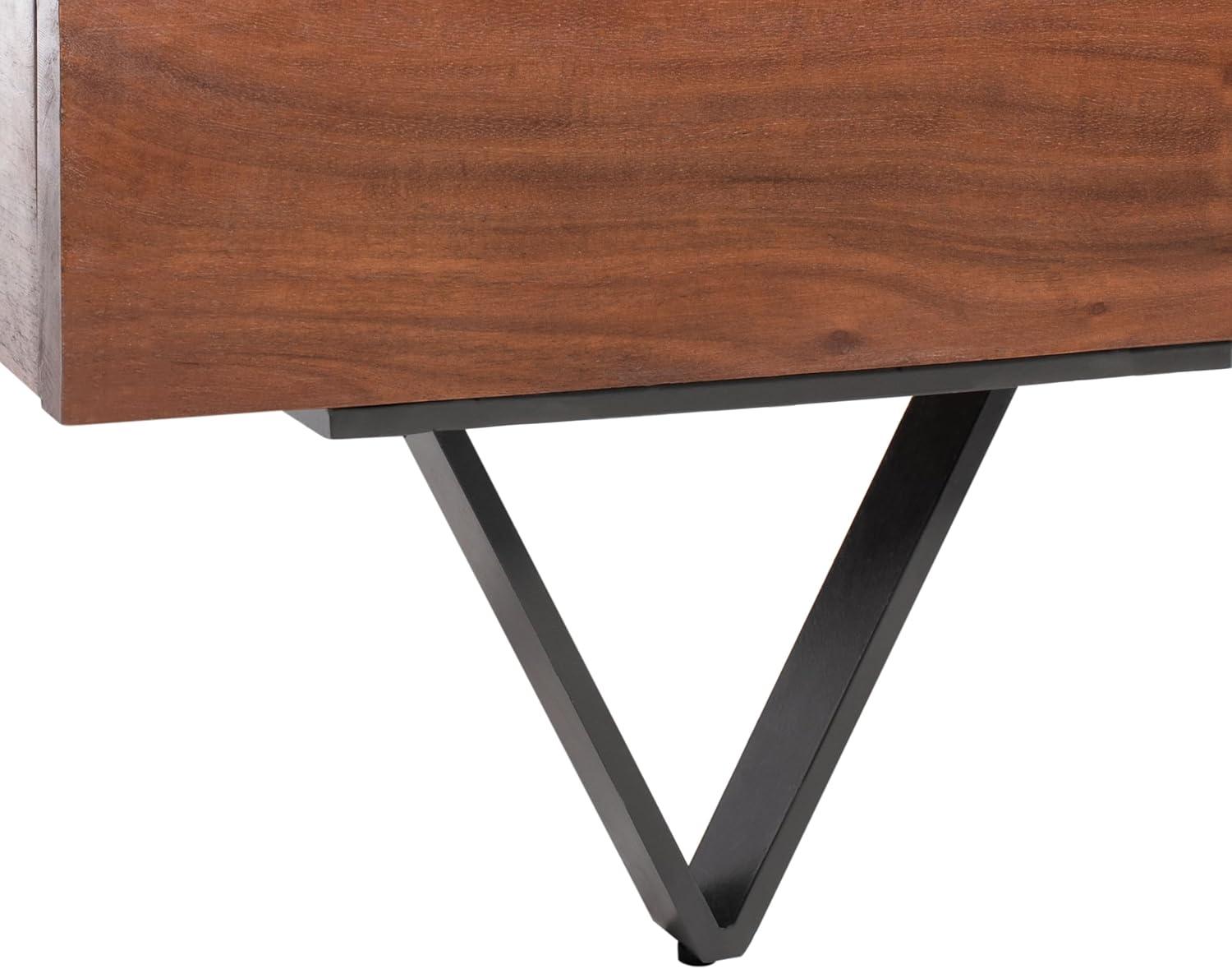 image:imageSAFAVIEH Couture Collection Madyson Light WalnutBlack Hairpin Leg Queen Size Bed