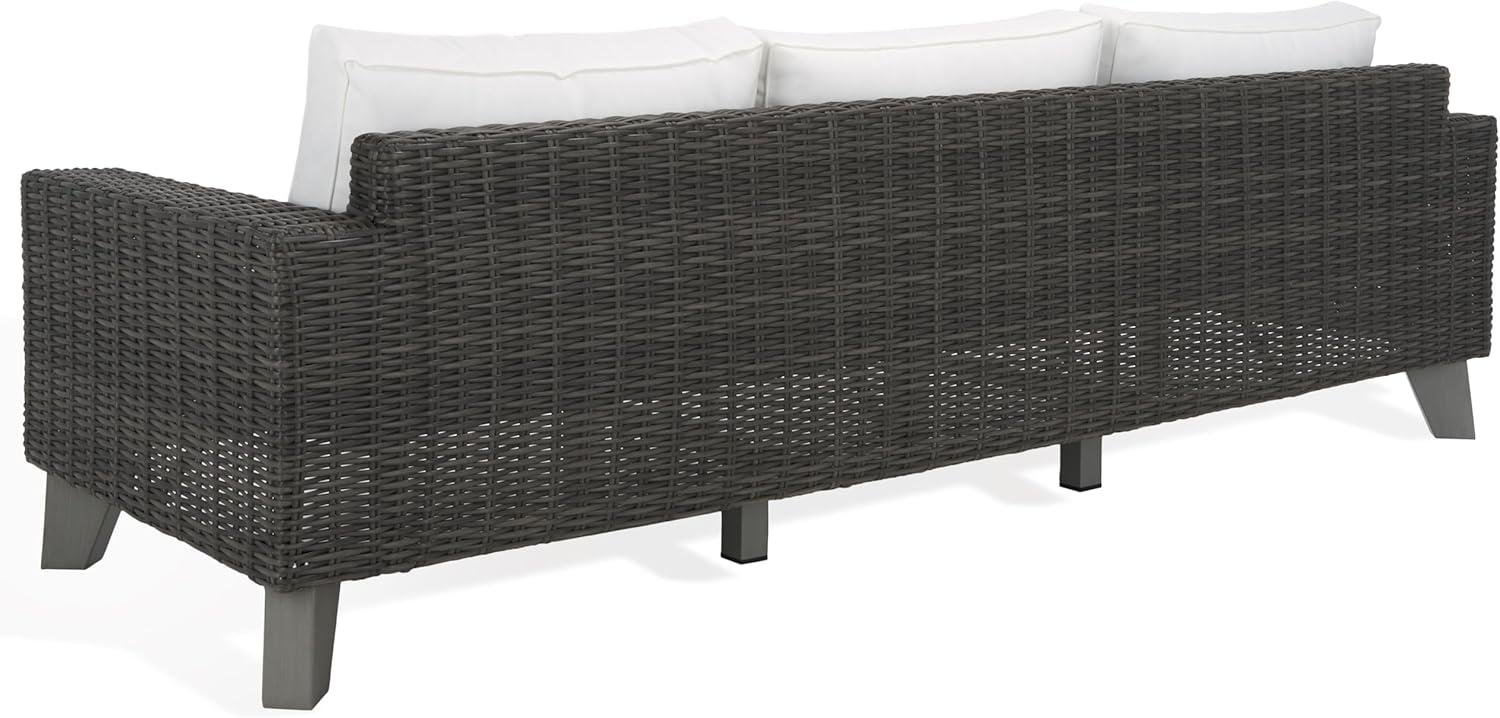 image:imageSAFAVIEH Couture Collection Margarita Dark GreyWhite Faux Wicker IndoorOutdoor Patio SofaDark GreyWhite