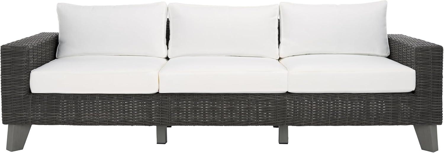 image:imageSAFAVIEH Couture Collection Margarita Dark GreyWhite Faux Wicker IndoorOutdoor Patio SofaDark GreyWhite