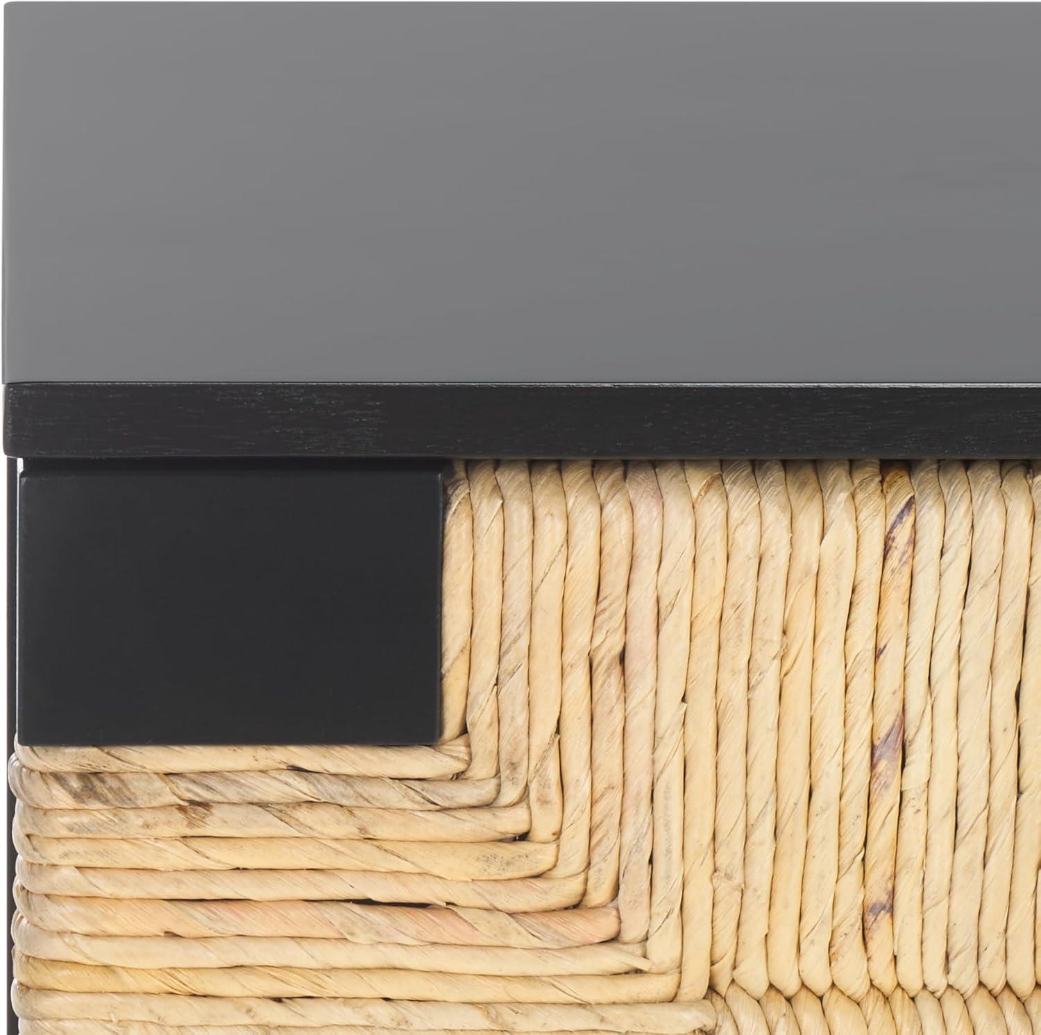 image:imageSAFAVIEH Couture Collection Roseanne Black amp Natural Brown Banana Stem 1Drawer NightstandBlackNatural