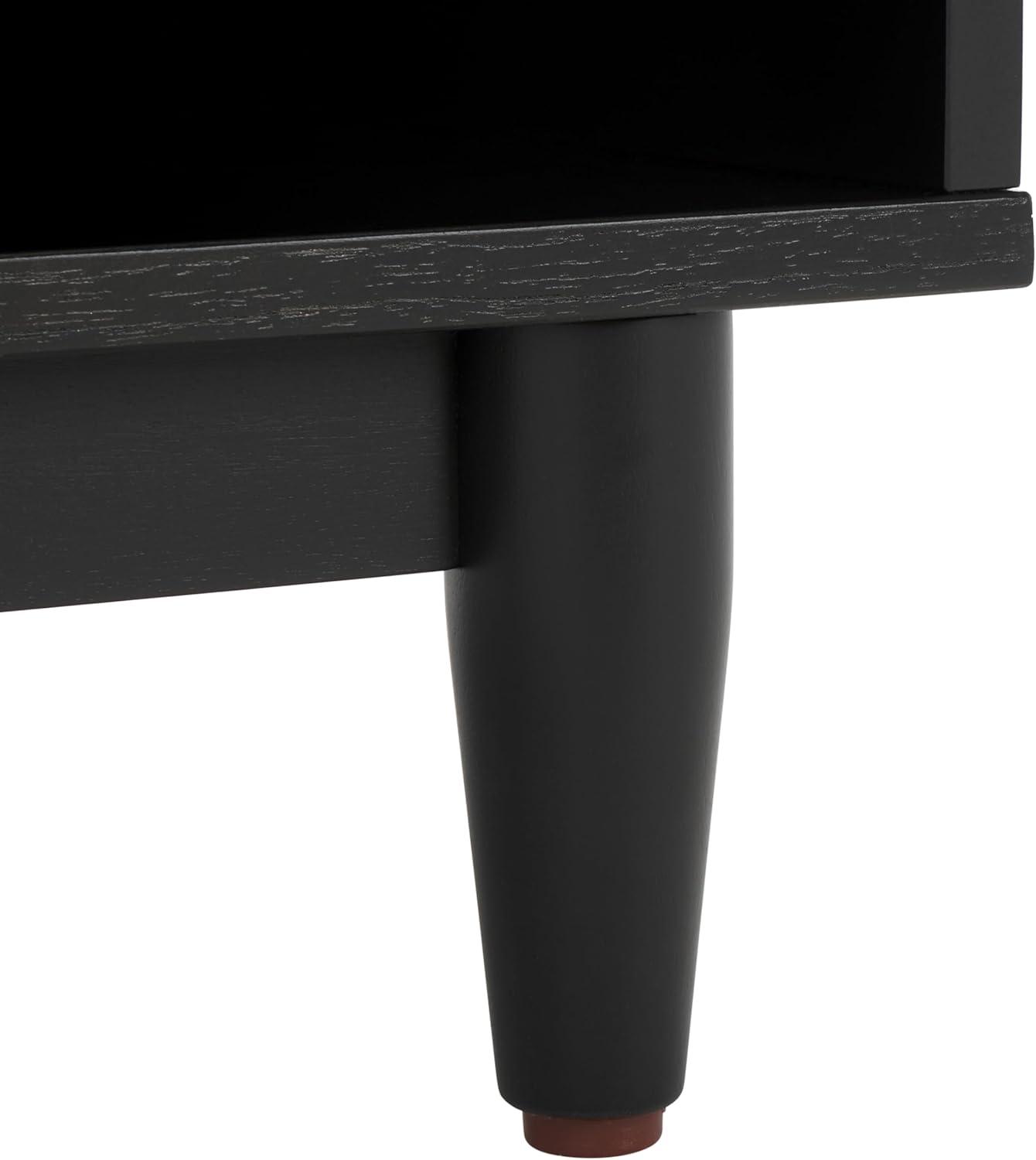 image:imageSAFAVIEH Couture Collection Roseanne Black amp Natural Brown Banana Stem 1Drawer NightstandBlackNatural